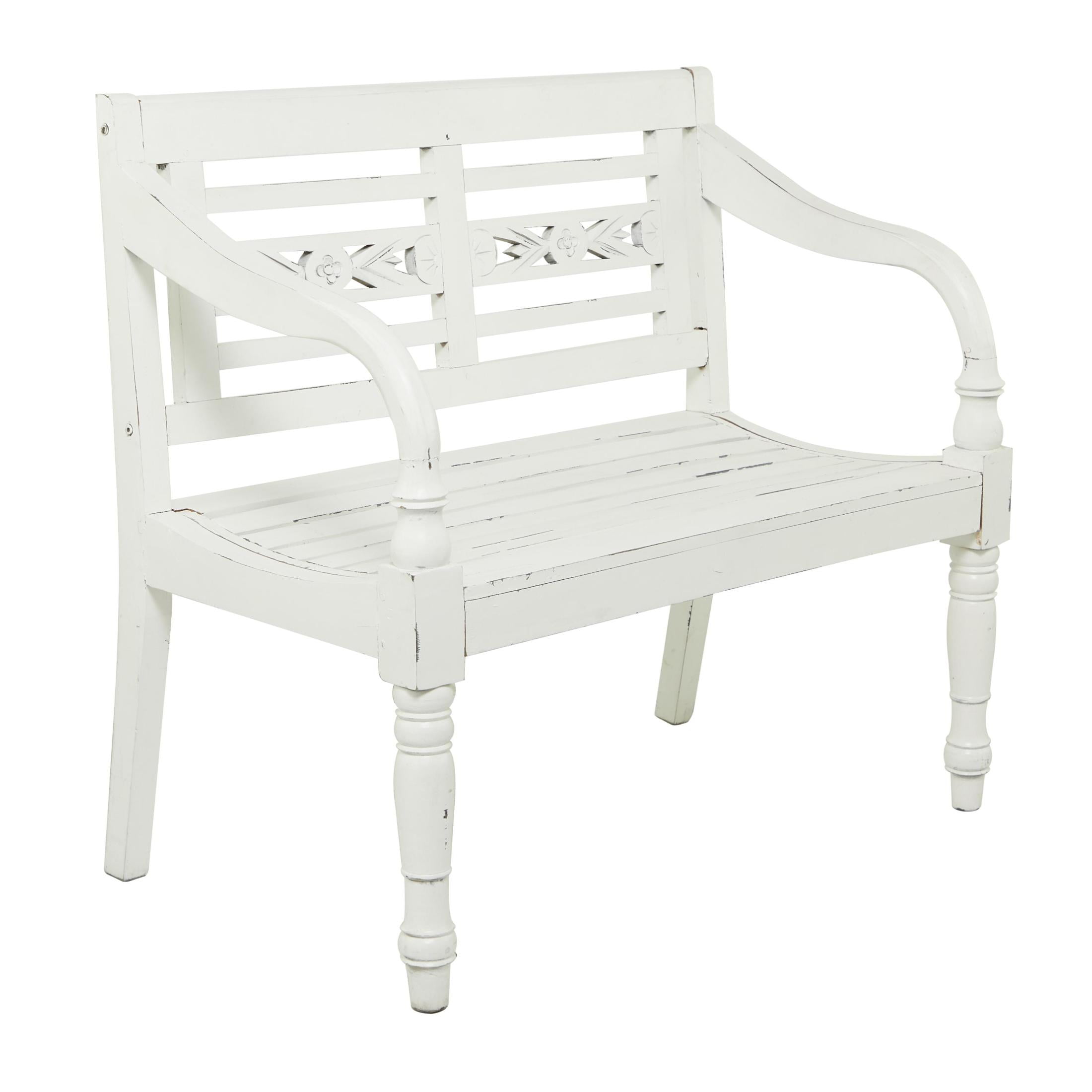 DecMode Wood Bench, White - Image 2