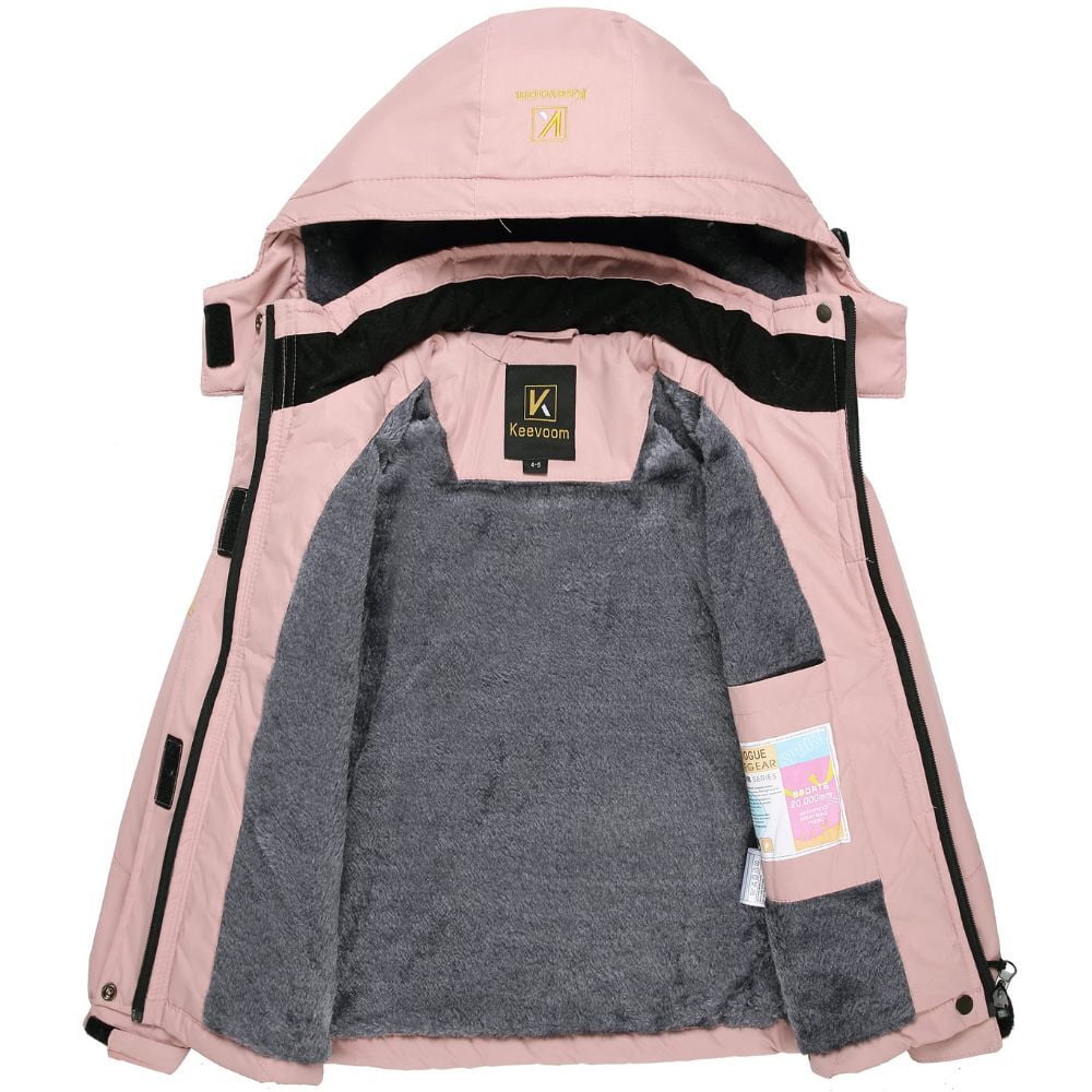 Keevoom Girls Waterproof Ski Jacket Kids Winter Warm Snow Coat Hood Fleece Raincoats - Image 3