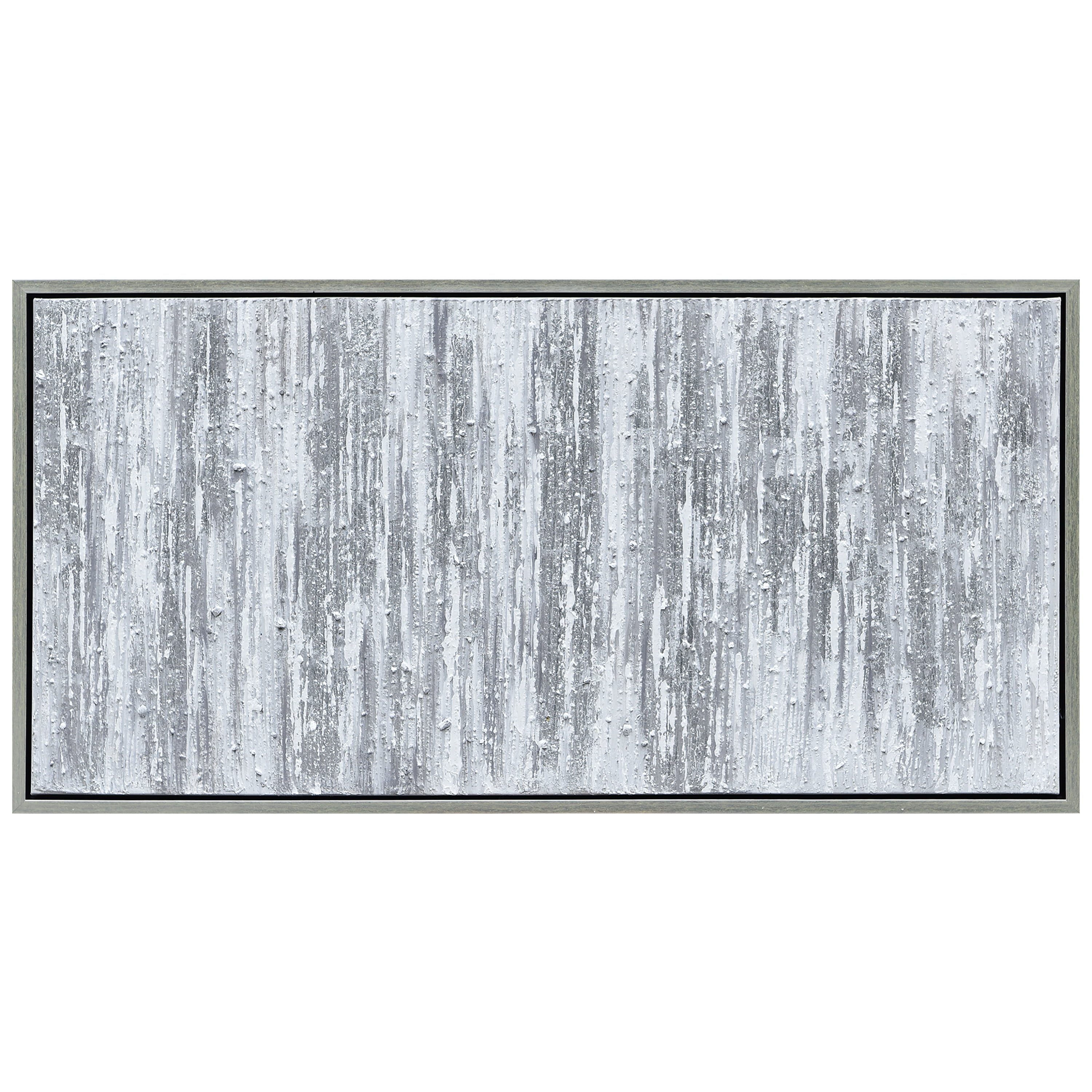 Silver Frequency Textured Hand Painted Canvas Wall Art with Silver Foil by Martin Edwards 24" x 48" - Image 9