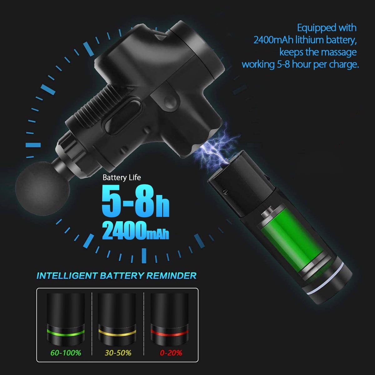 Telesport Percussion Massage Gun Deep Tissue Massager for Athletes,Handheld Body Massager for Pain Relief,Super Quiet Brushless Motor - Image 7