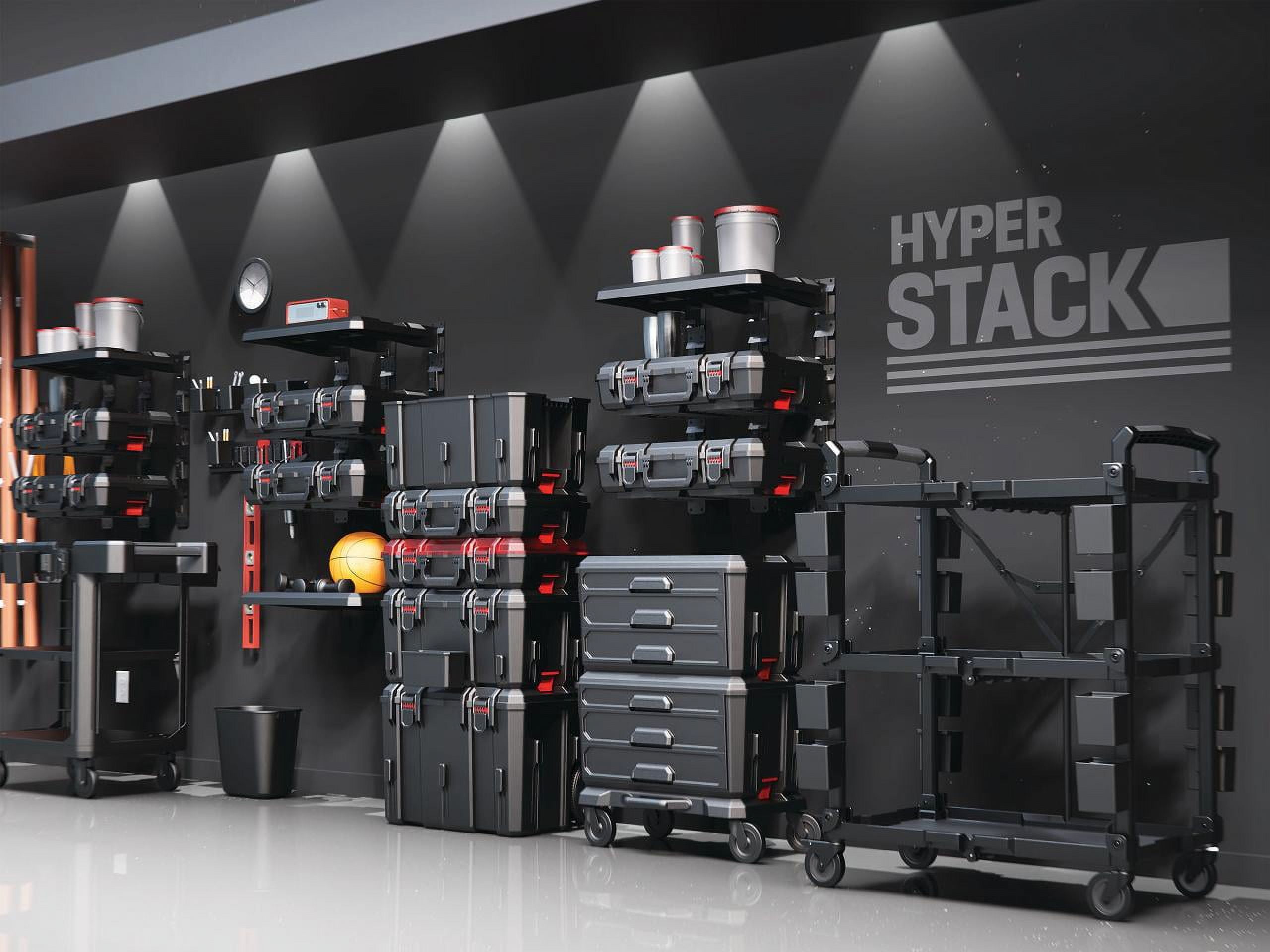 Hyper Tough Hyper Stack Heavy Duty 3 Piece Modular Rolling Toolbox System, Black - Image 3