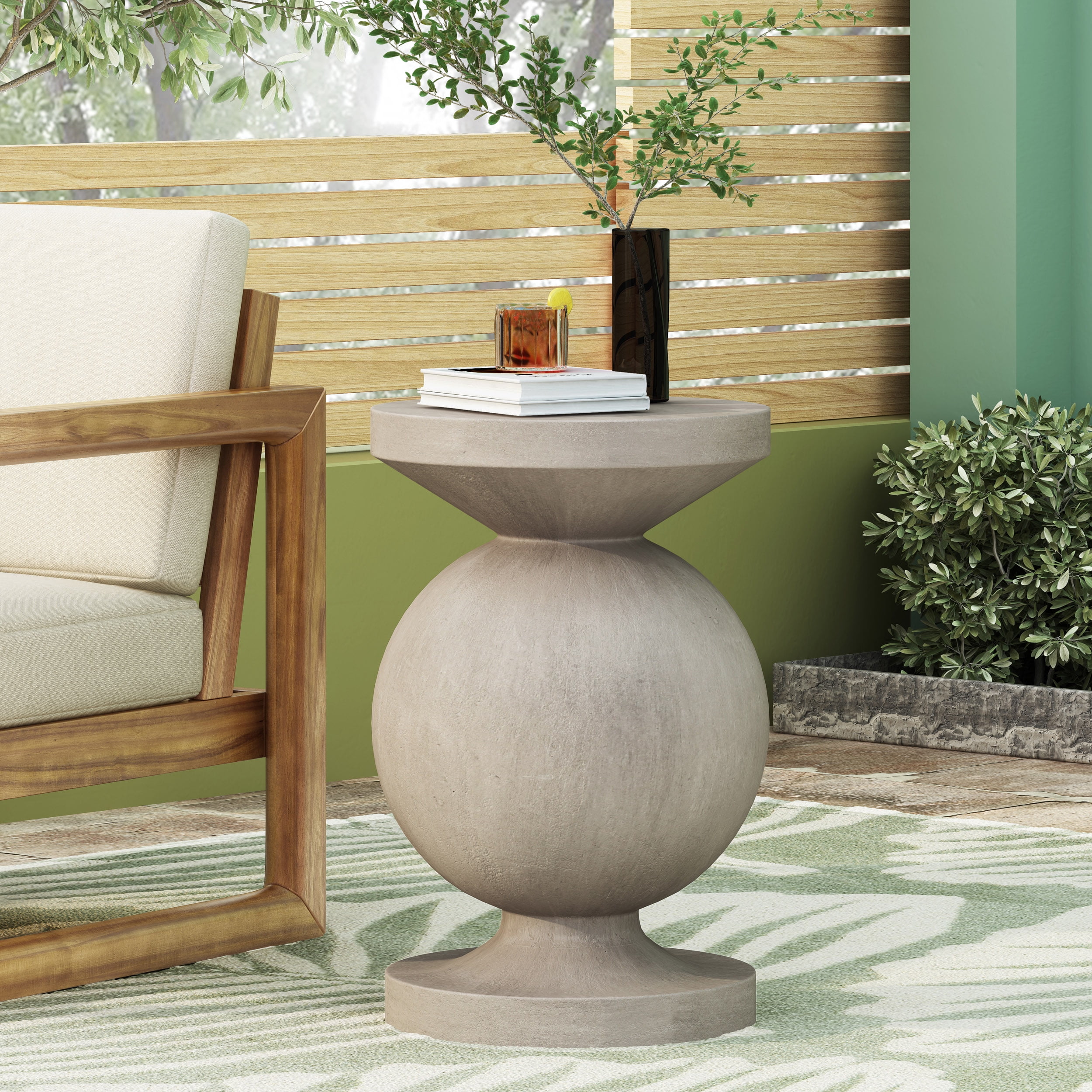 Travis Lightweight Concrete Outdoor Side Table, Concrete Finish - Image 2