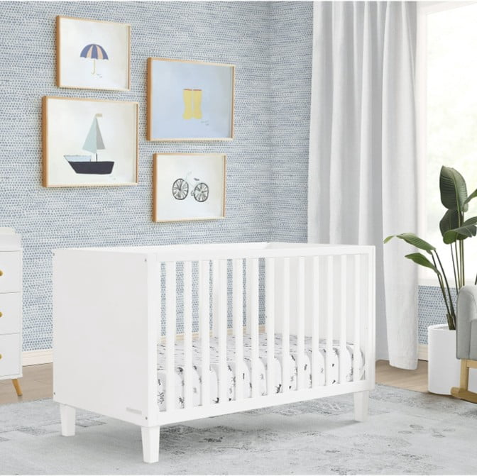 Delta Children Sonny 4-in-1 Convertible Baby Crib, Bianca White - Image 9