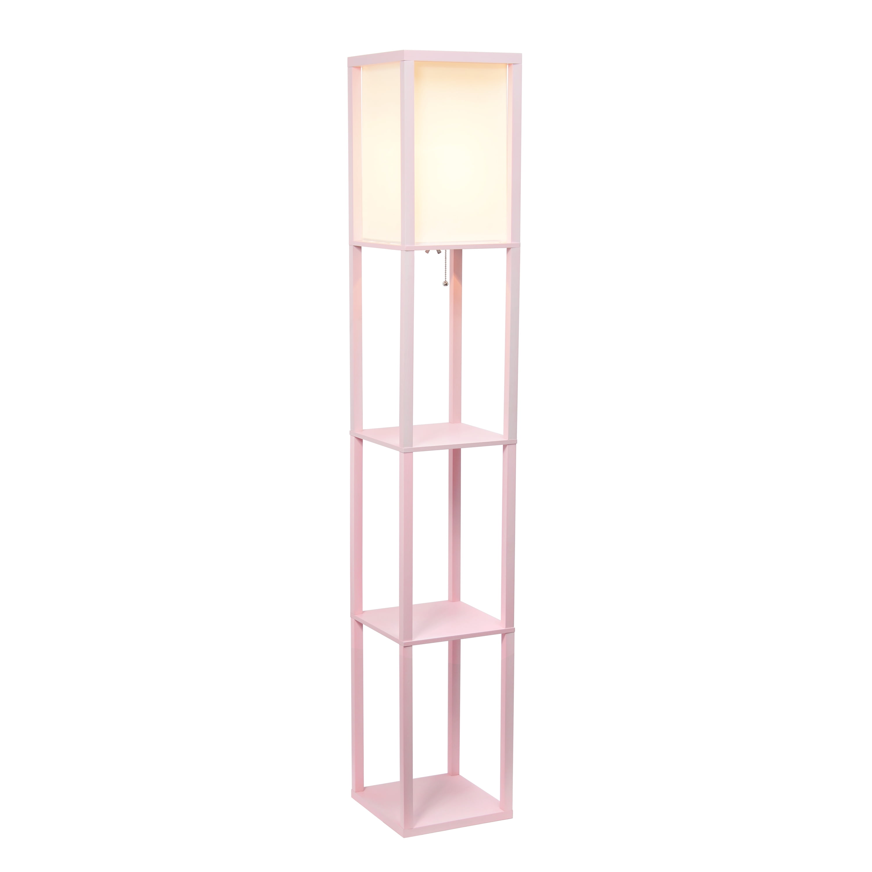 Lalia Home 62.5" Column Shelf Floor Lamp with Linen Shade, Light Pink - Image 3