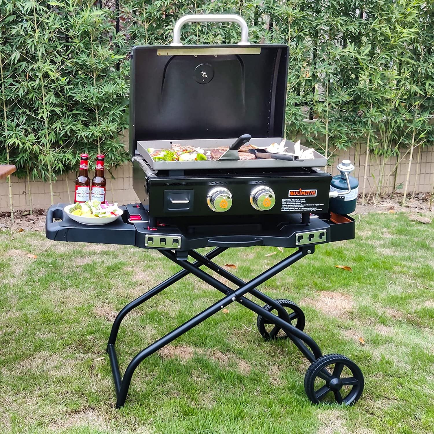 Portable Grill Cart for Weber Q1000, Q2000 Series Gas Grills and Blackstone 17” 22” Table Top Griddles, Portable Griddle Stand - Image 2