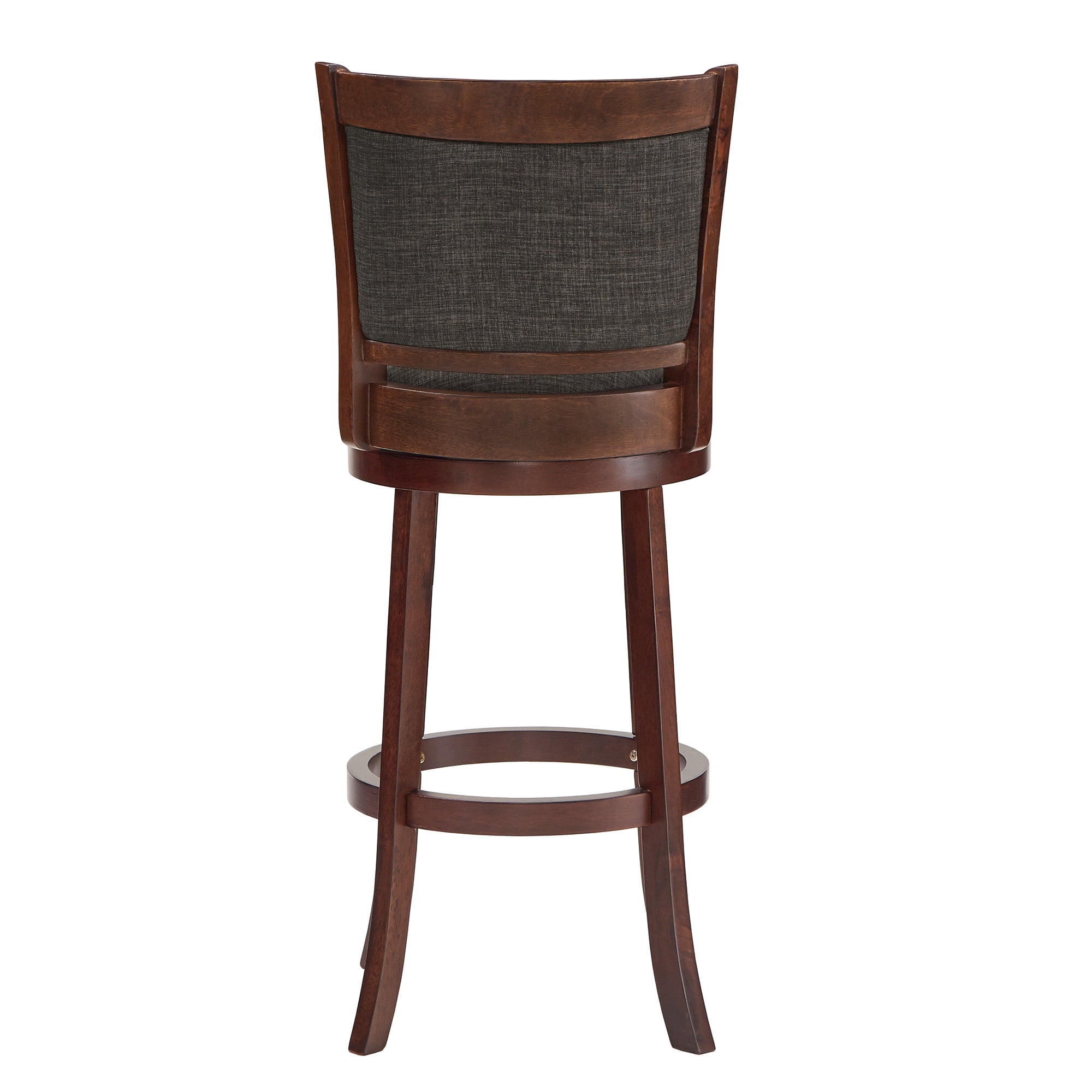 Weston Home Upholstered Swivel Seat Cherry Finish Wood Bar Height Stool, Dark Gray - Image 4