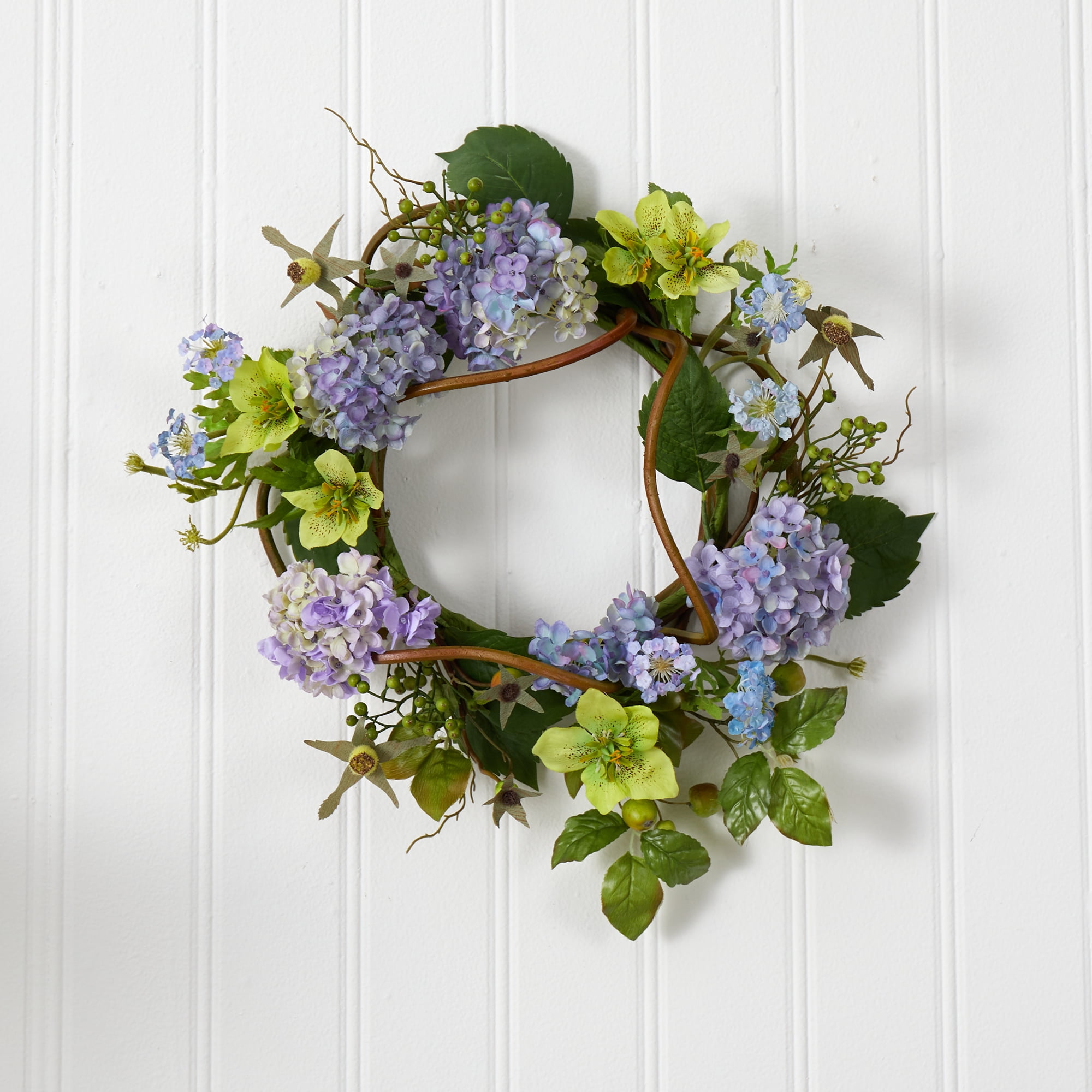 Nearly Natural 20" Hydrangea Wreath - Image 4
