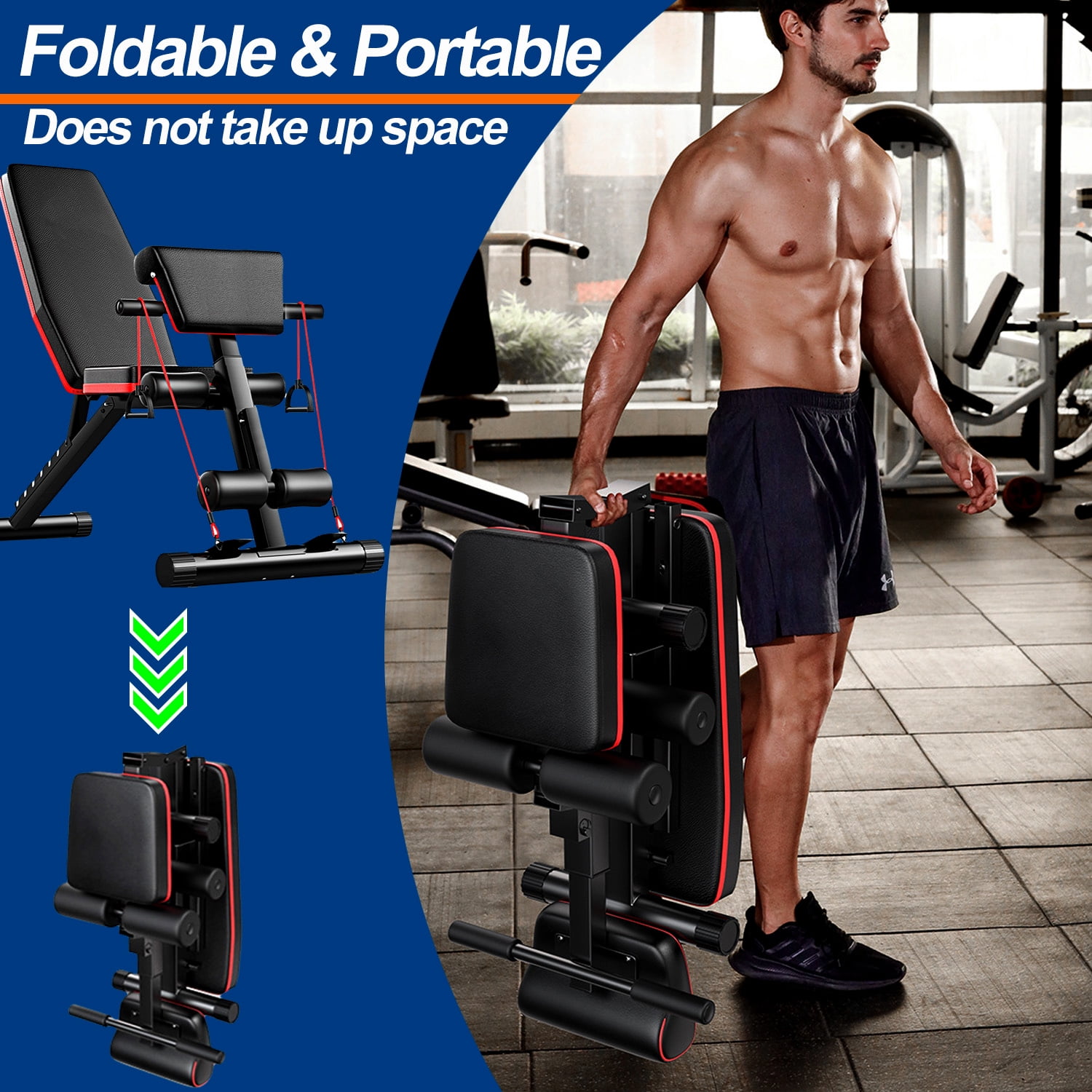 Adjustable Weight Bench, 7 Positions Foldable Workout Olympic Bench Press Includes Resistance Bands, Maximum Weight 780 Lbs. - Image 3