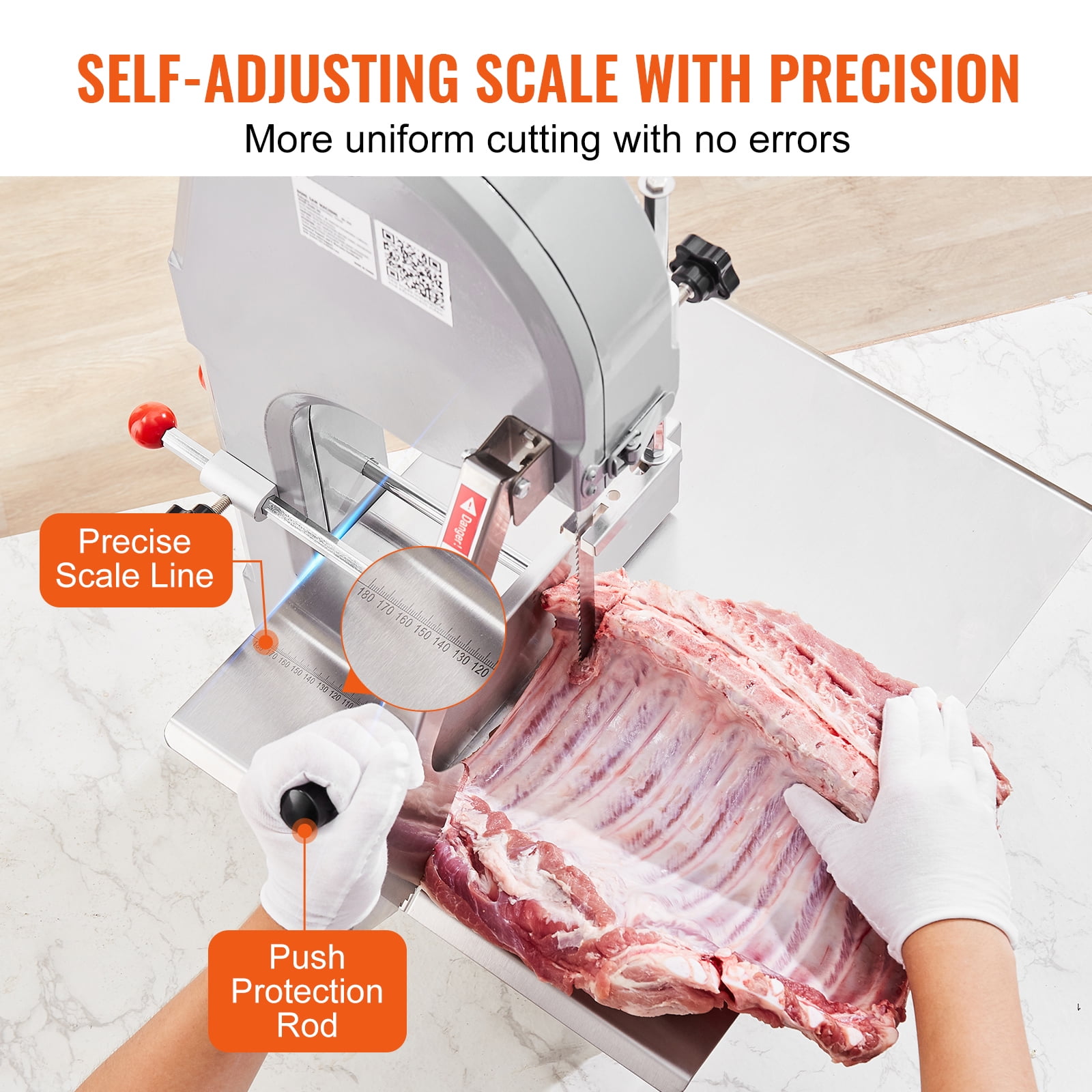 VEVOR 1100W Commercial Electric Meat Bandsaw Stainless Steel Bone Sawing Machine - Image 7