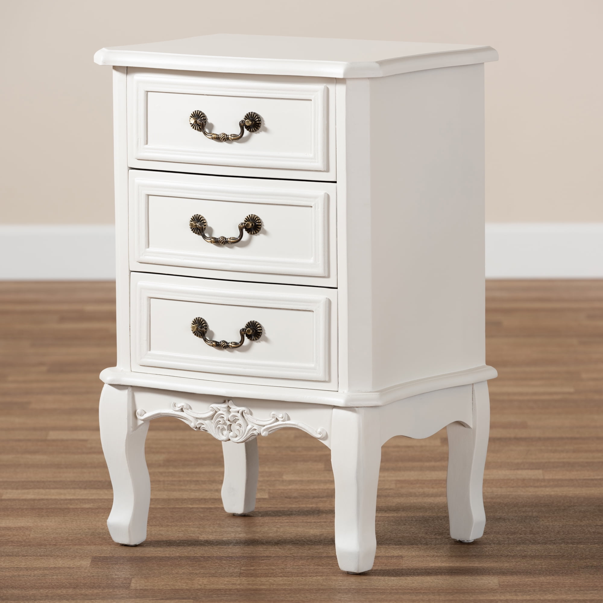 Baxton Studio Gabrielle Traditional French Country Provincial White-Finished 3-Drawer Wood End Table - Image 7