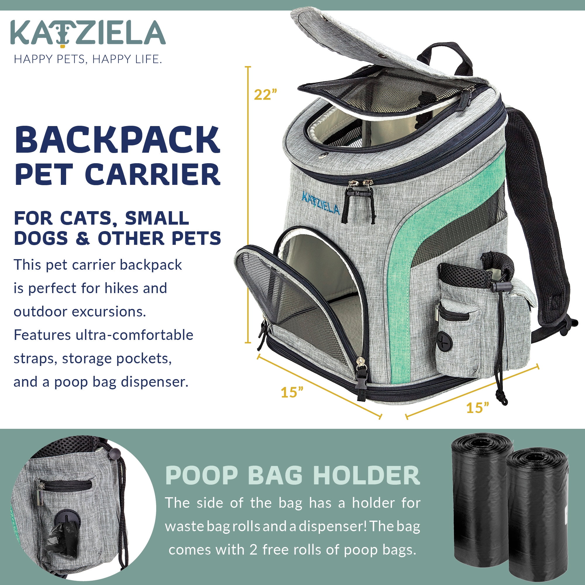Katziela Pet Carrier Backpack, Green - Image 4