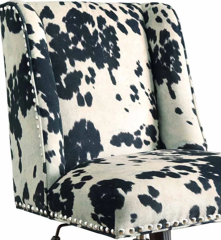 Linon Draper Office Chair, Cowhide Print, Multiple Colors & Base Options - Image 4