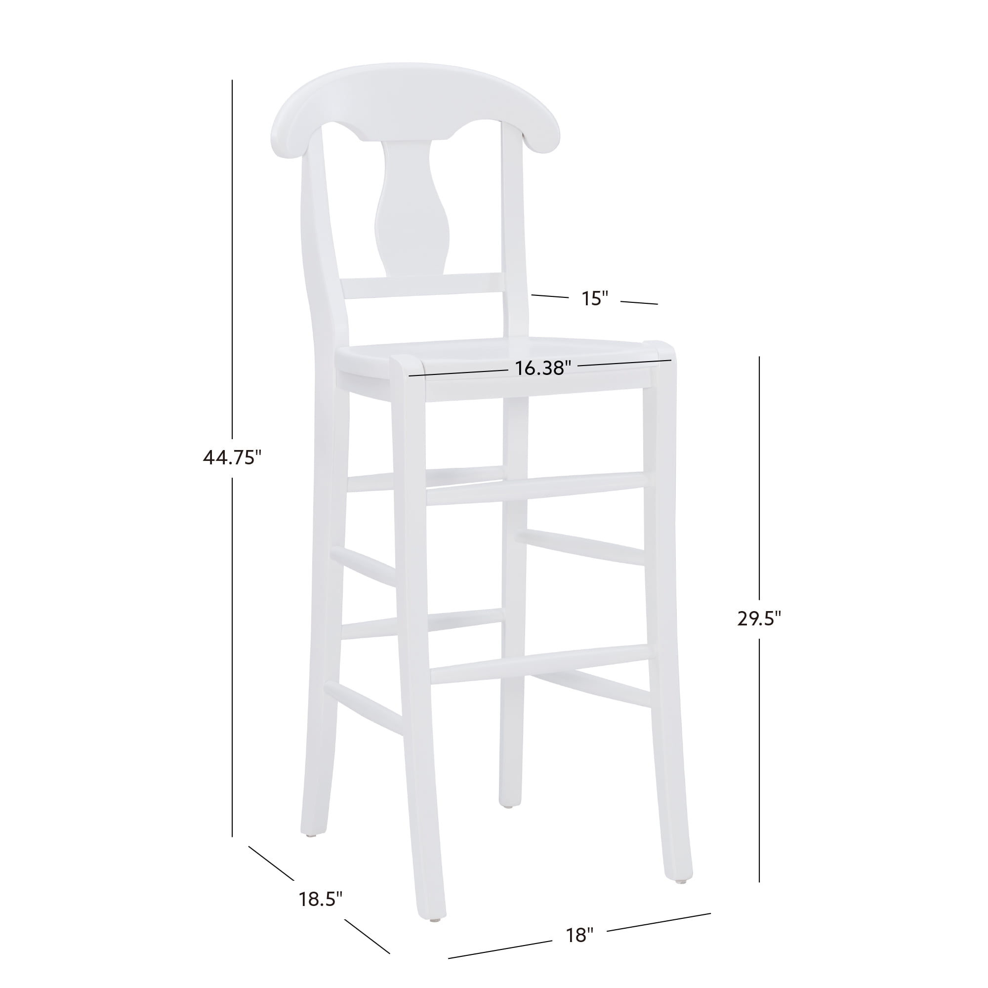 Linon Ezra 29" Indoor Wood Bar Stool, Set of 2, White - Image 6