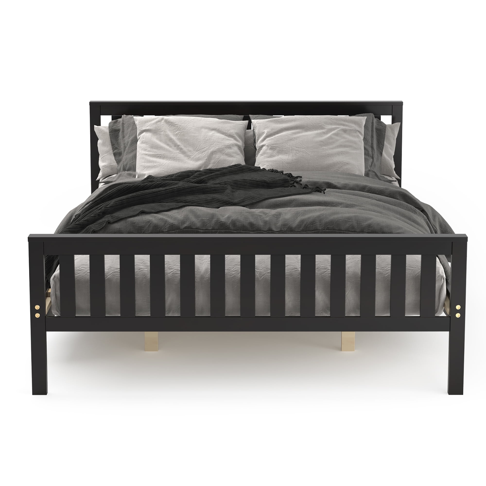 Costway Queen Wood Platform Bed with Headboard and Footboard Mattress Foundation - Image 11