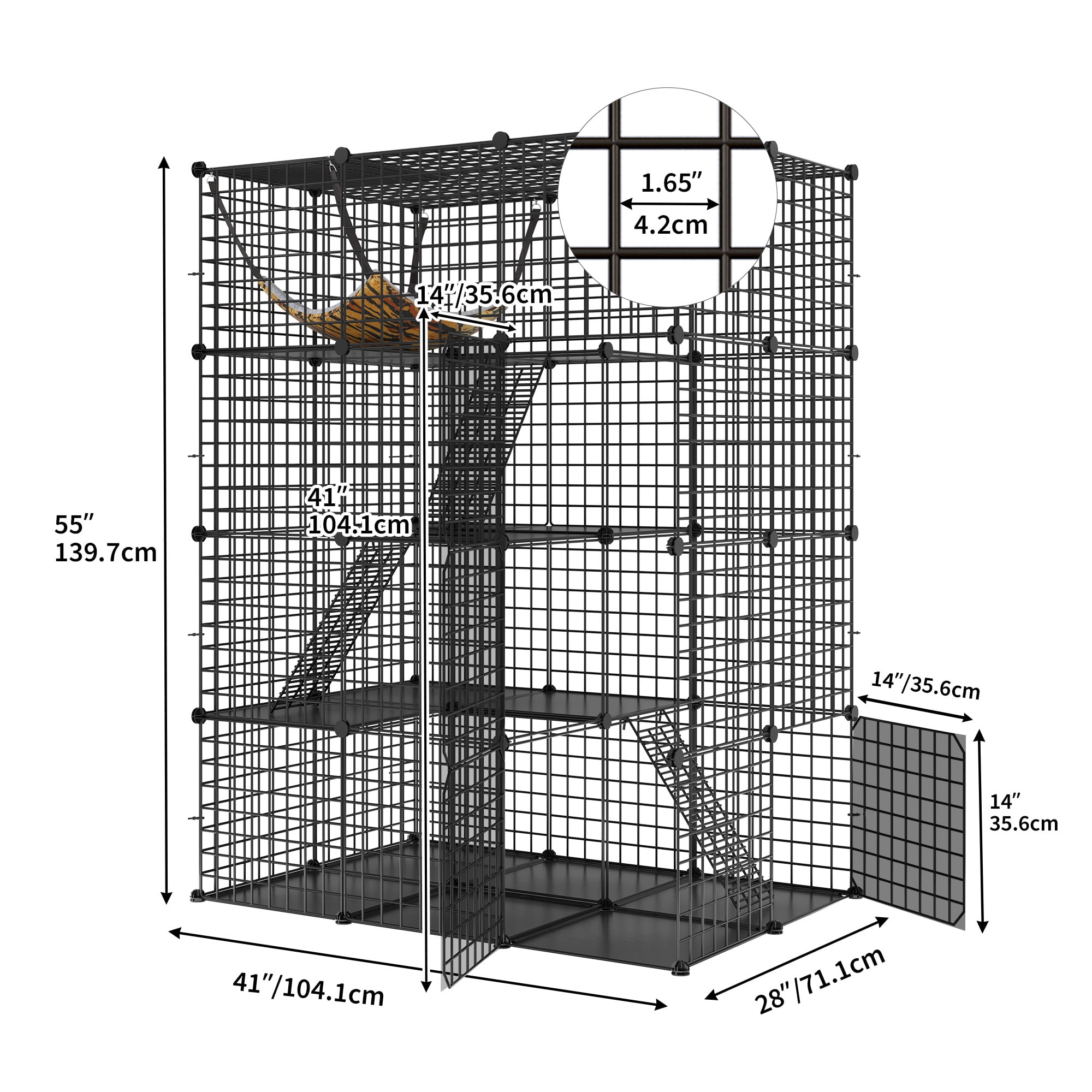 Dextrus 4-Tier Indoor Cat Cage, Cat Enclosure with Hammock, Large Metal Wire Cat Kennel DIY Cat Playpen Perfect for Multi-Cat Homes - Image 2