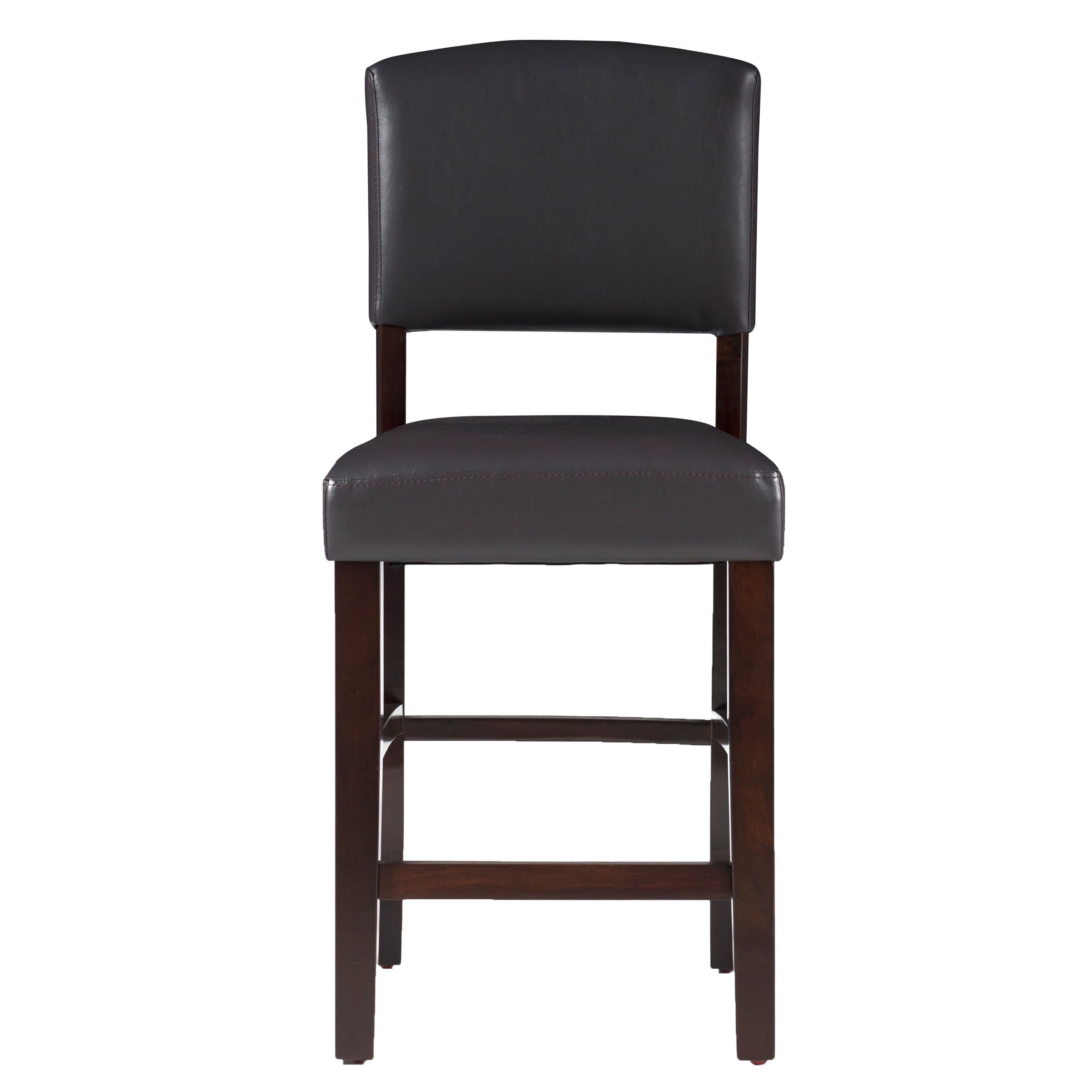 Linon Metairie 24" Mid Back Indoor Upholstered Counter Stool, Espresso/Dark Brown Faux Leather - Image 4