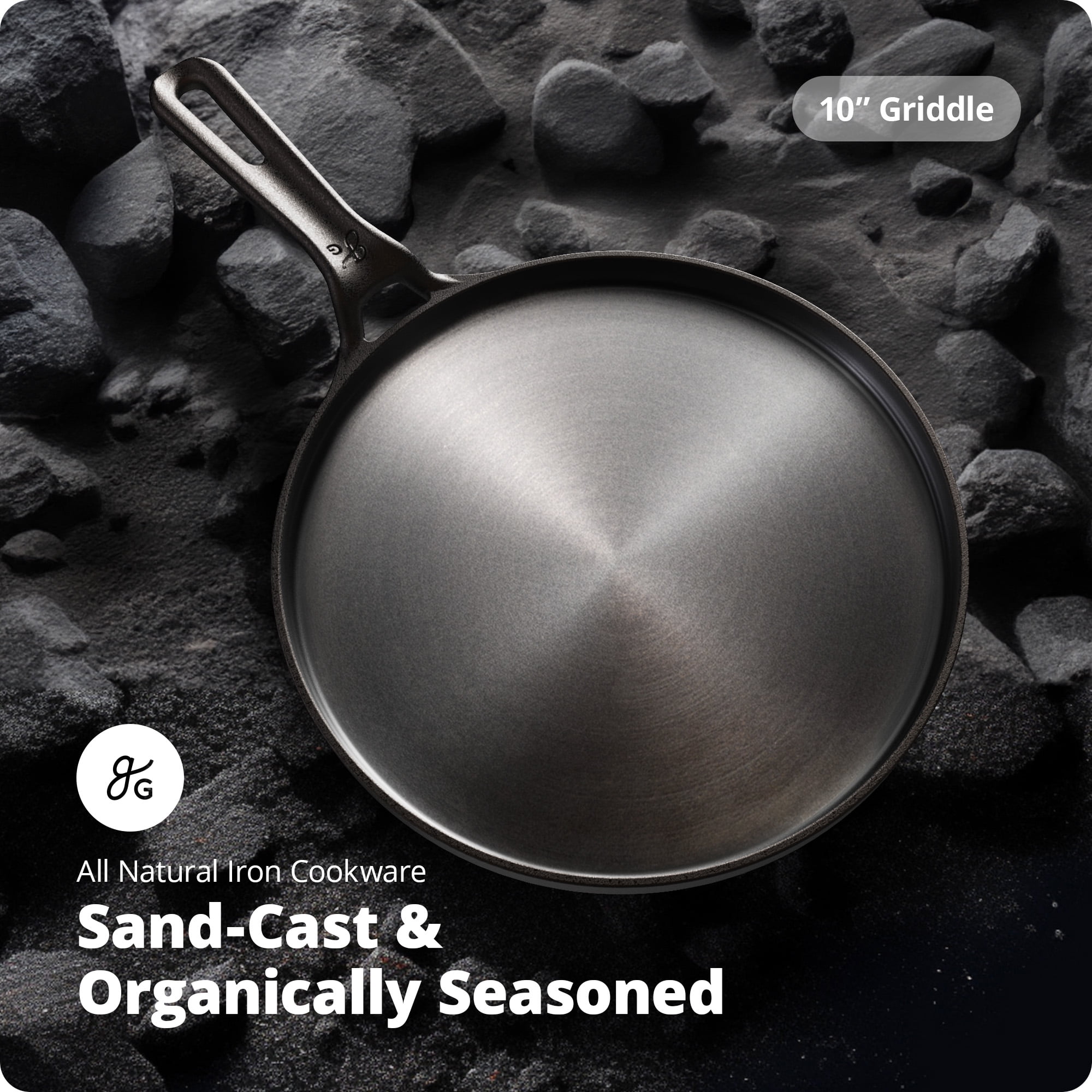 Greater Goods Cast Iron Home Griddle,Pre-Seasoned 10 inch Pan Surface, Black - Image 4