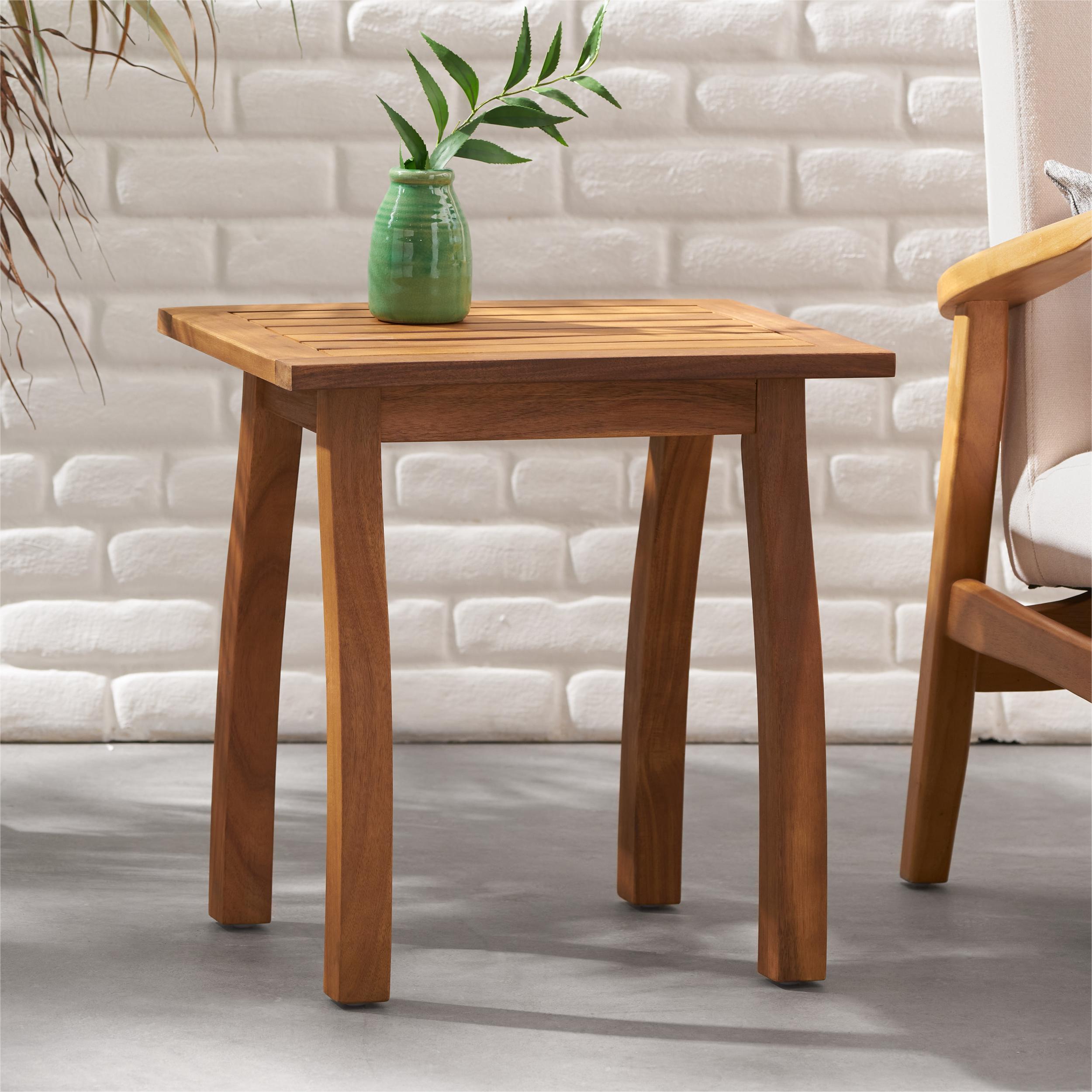 Outdoor Side Table,Small Square Wood End Table,Teak - Image 4