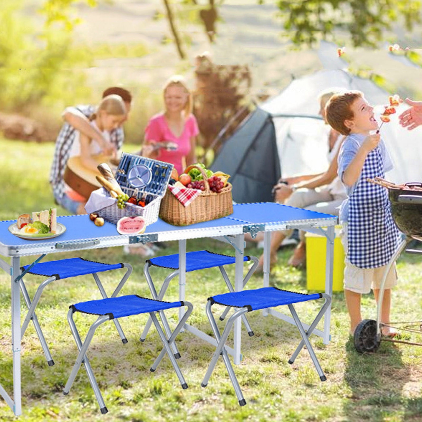 1 Pack Folding Camp Stools For Adults 15 Inch Tall Sturdy Heavy Duty Portable Camping Stools For Fishing Sitting Hold 300lbs Heavy People Blue - Image 4