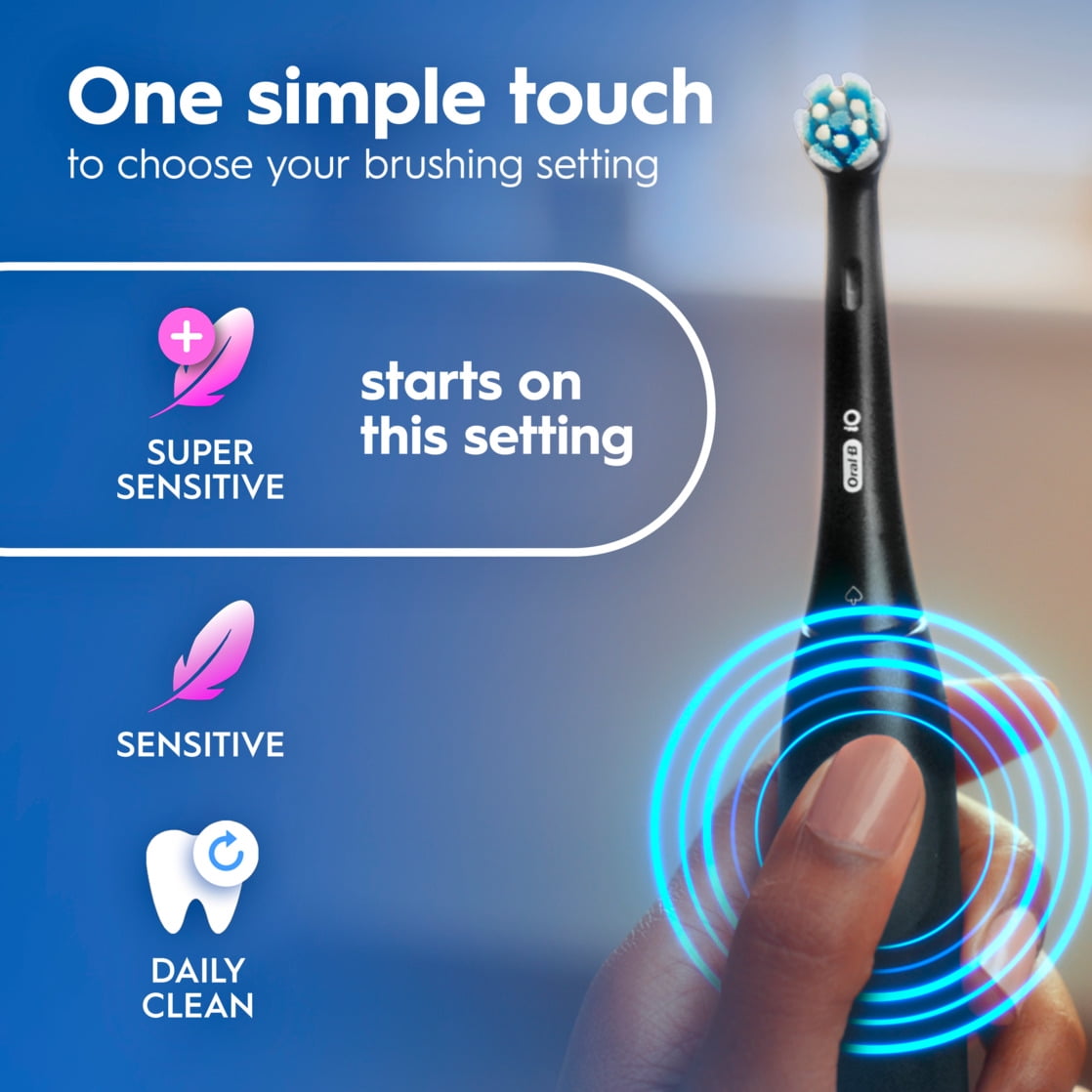 Oral-B iO Series 2 Rechargeable Electric Toothbrush, Night Black with 1 Gentle Care Brush Head for Adults and Children 3+ - Image 4