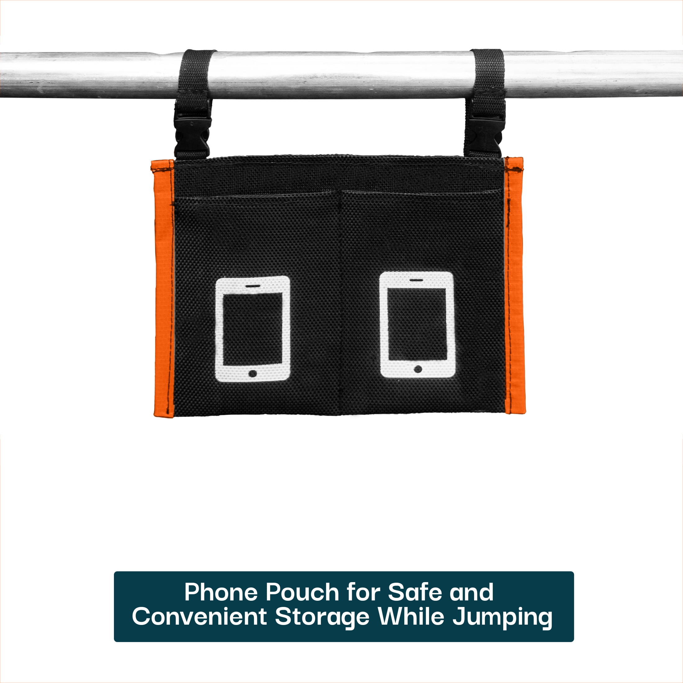 Bounce Pro 14ft Multiplay Trampoline & Enclosure Combo Set with Basketball, Electron Shooter Game, Flash Light Zone Features, Painted Legs & Phone Pouch - Image 9