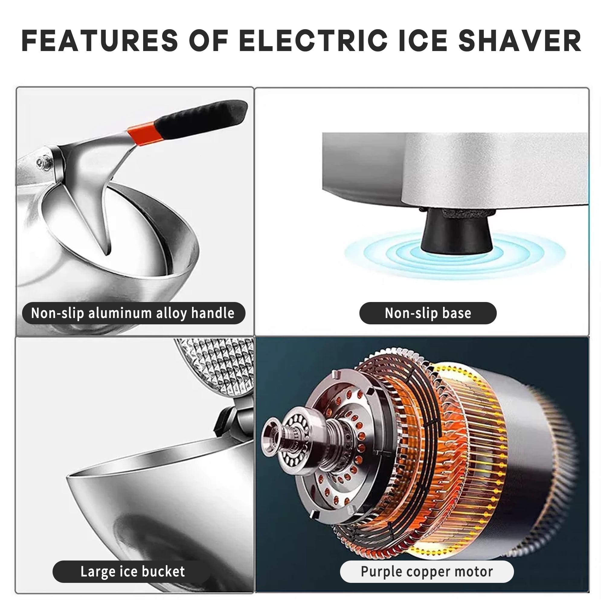 Electric Ice Crusher 380W,187 lbs/Hr,Broxin Stainless Steel Dual Ice Blades,for Commercial Home Use - Image 8