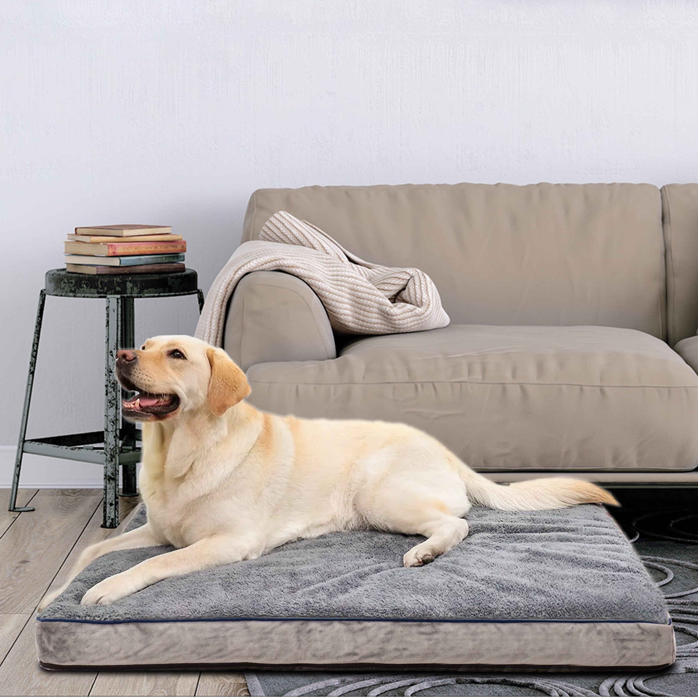 Subrtex Shredded Foam Soft Dog Bed, with Removable Washable Cover Anti-Slip Bottom, 36 x 27 x 4 inch - Image 2