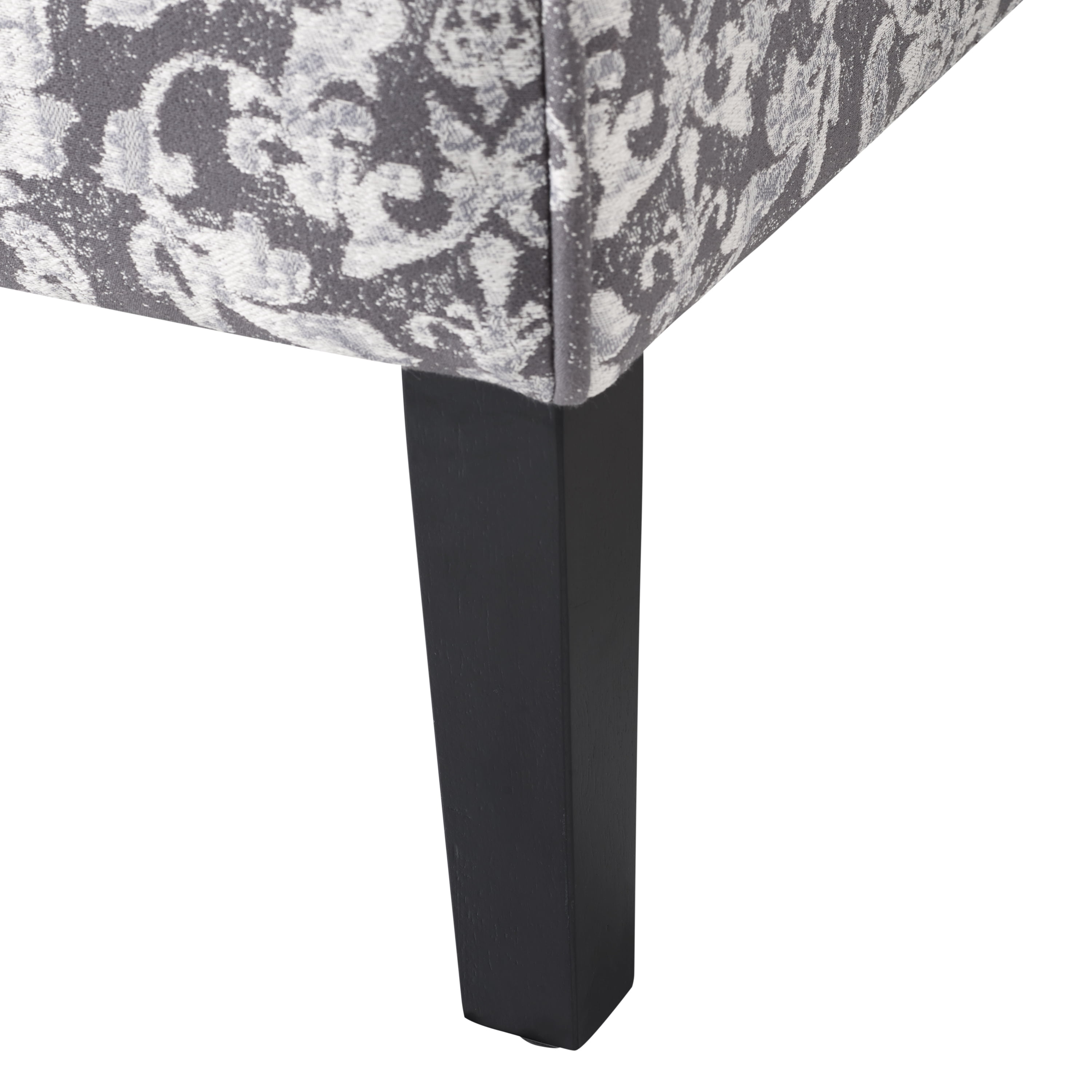 Linon McShane Indoor Upholstered Button Tufted Armless Slipper Accent Chair, Gray Damask - Image 5