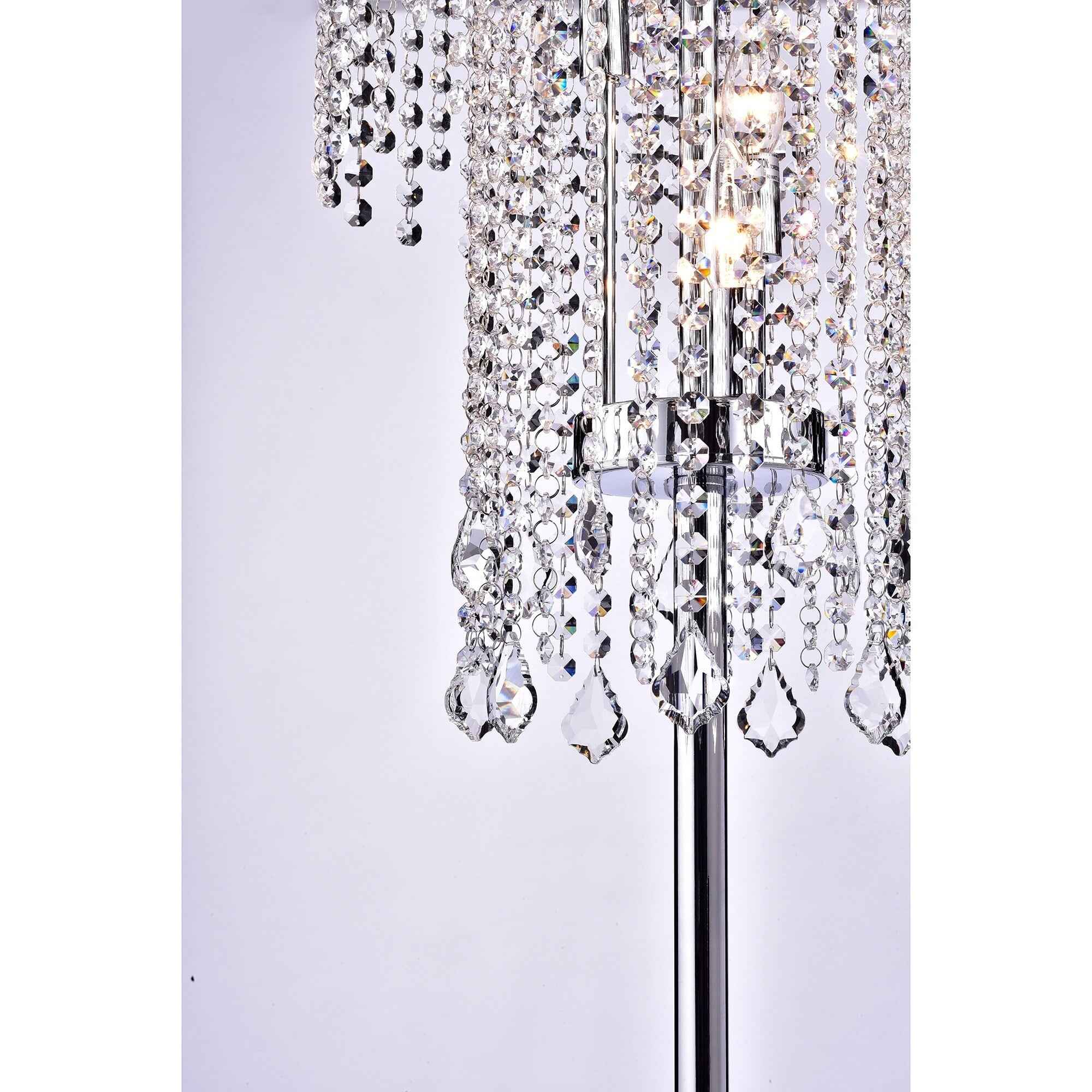 Chrome and Crystal Floor Lamp with a Polished Chrome Finish - Image 3