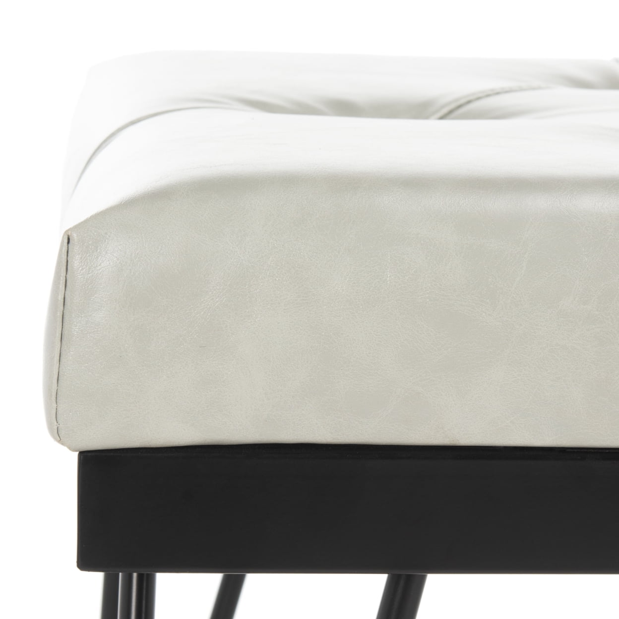 SAFAVIEH Marcella Contemporary Mid-Century Tufted Bench, Grey/Black - Image 7
