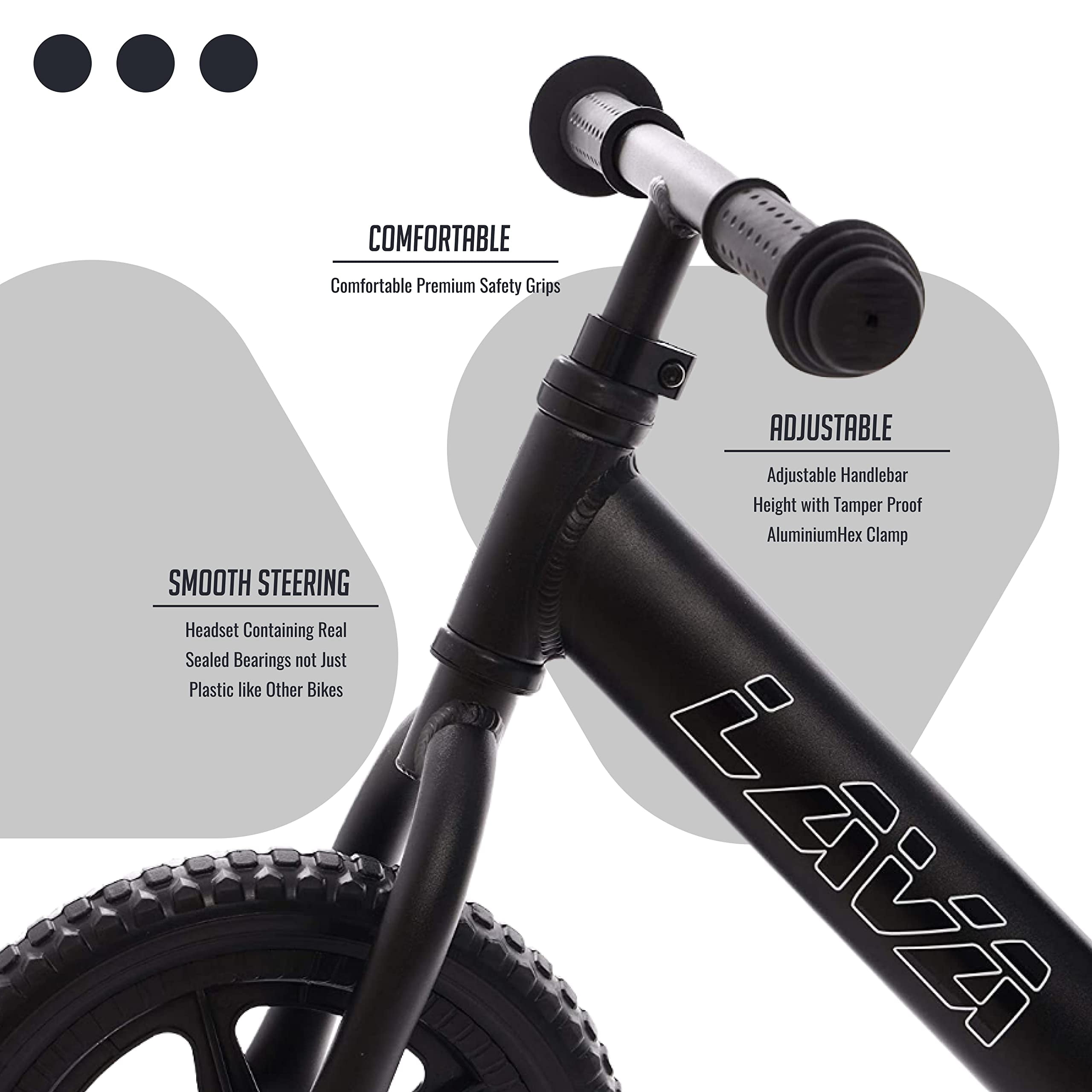 LAVA SPORT Basalt Black Balance Bike- Lightweight Aluminium Toddler Bike for Kids with Adjustable Handlebar and Seat, EVA Tires-Training Bike - Image 7