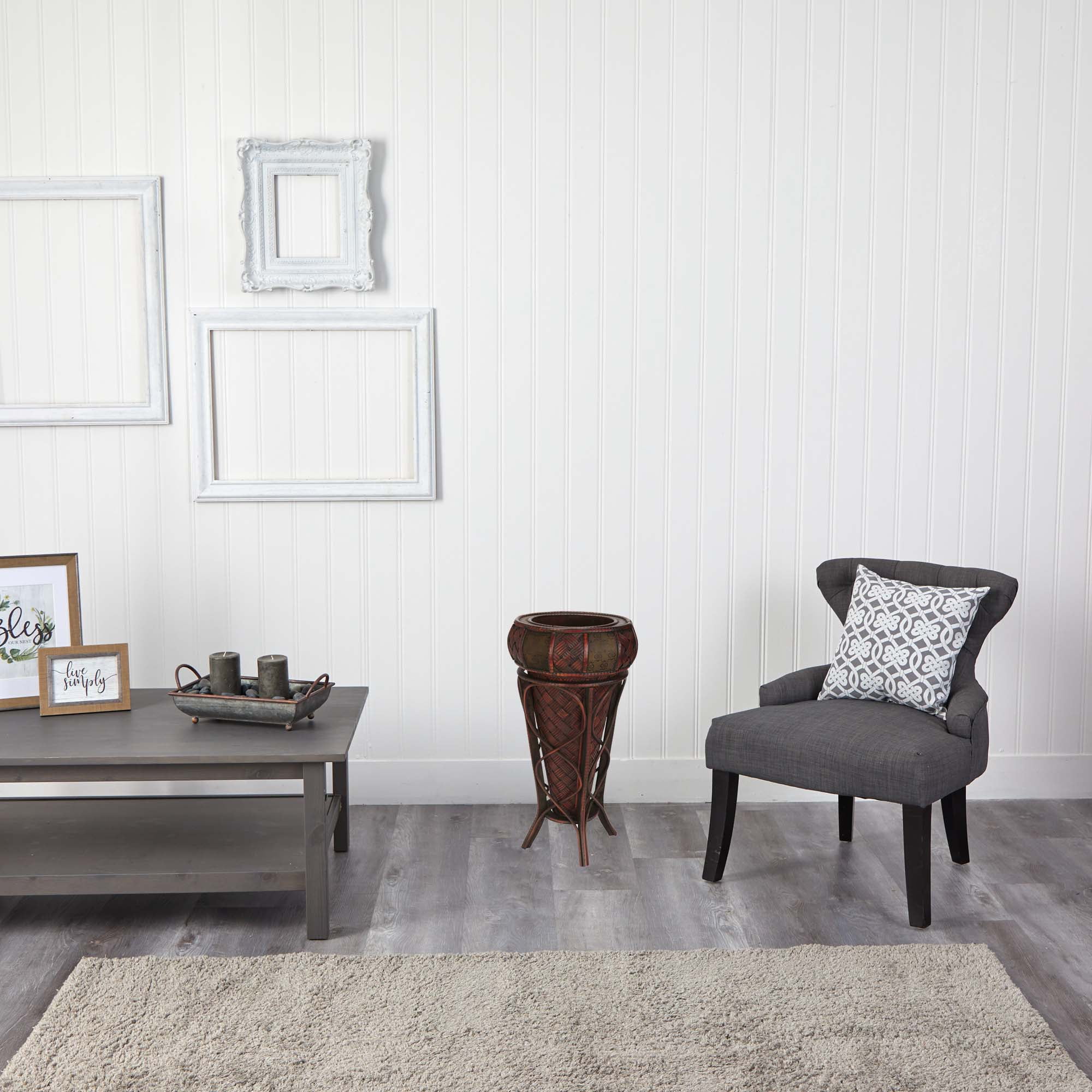 Nearly Natural 11.5" Decorative Stand Planter, Brown - Image 3