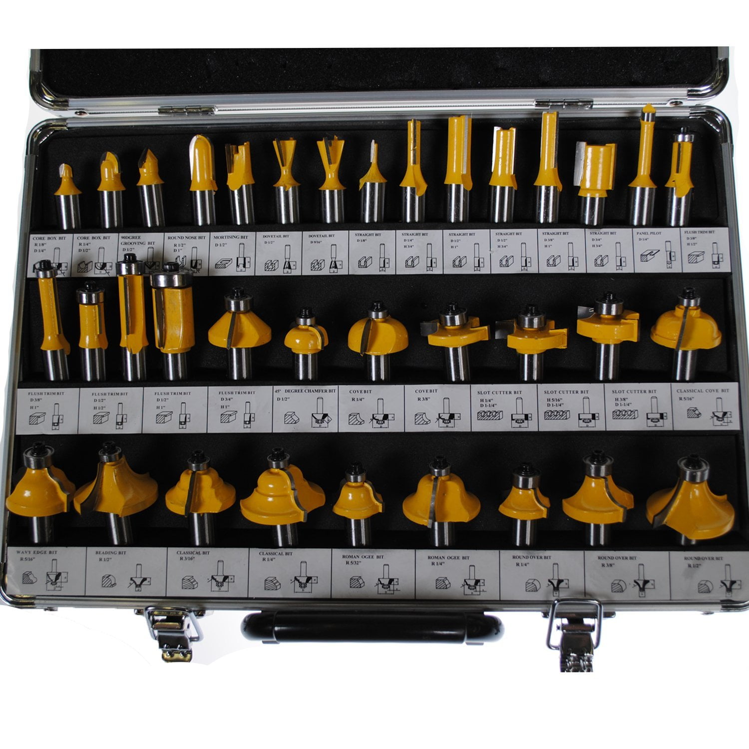 35 PIECE CARBIDE ROUTER BIT TOOLS SET W/ CASE - 1/2 INCH SHANKS - Image 3