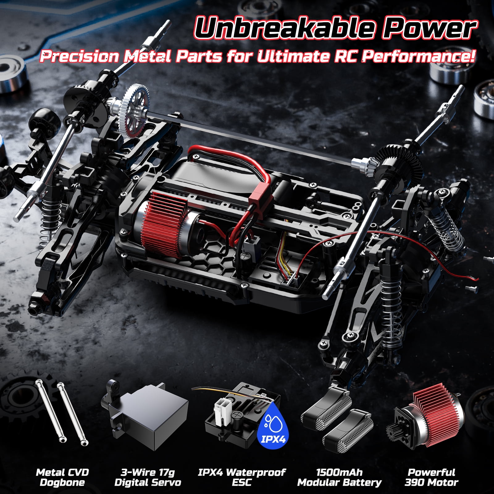 JoyStone 1:14 All Terrain RC Car RTR Buggy, Max 40+ MPH Off-Road Monster Truck, Hobby Electric Fast RC Truck for Adults Boys, Red - Image 5