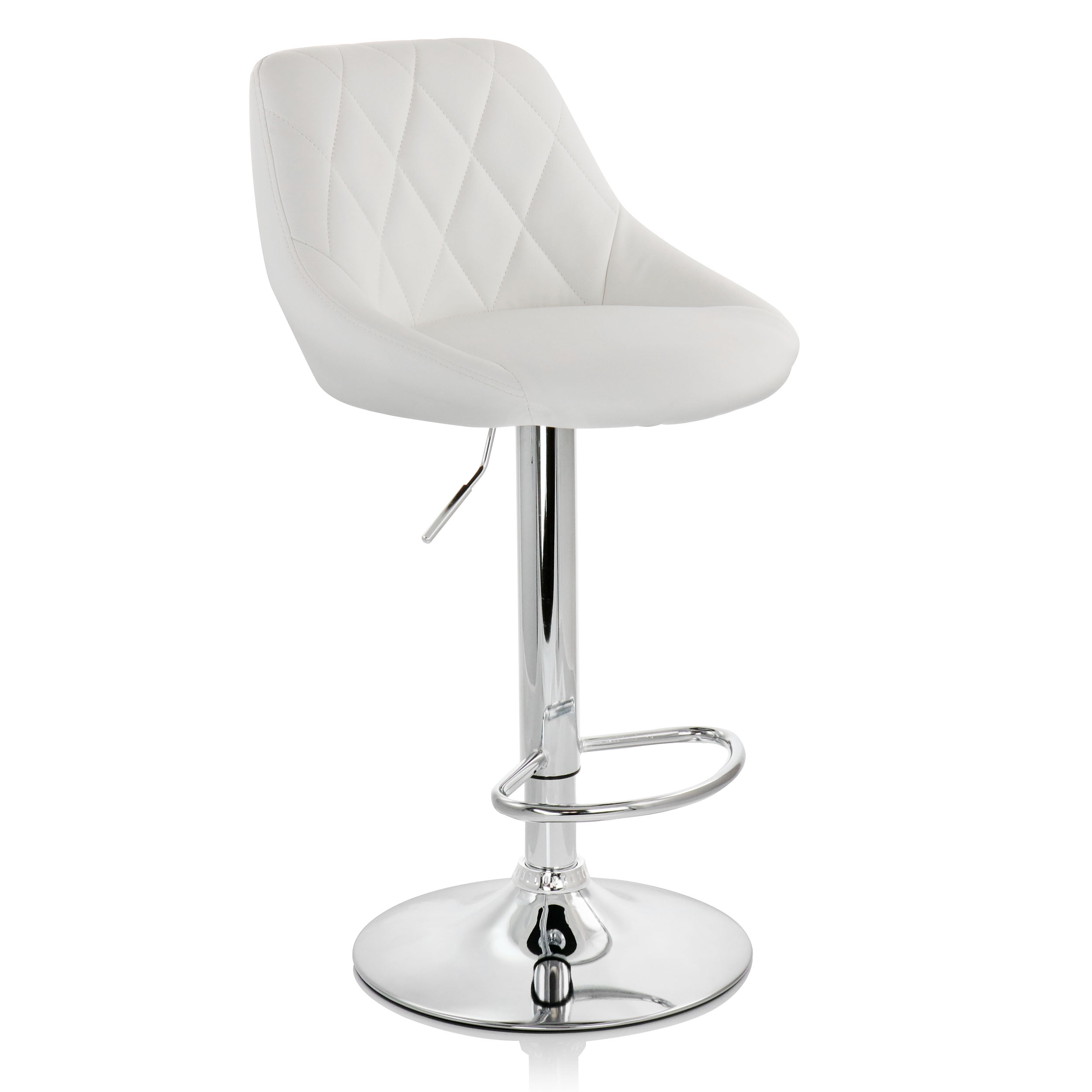 Elama Bar Stool with Adjustable Height & Swivel, White and Chrome, Set of 2 - Image 9