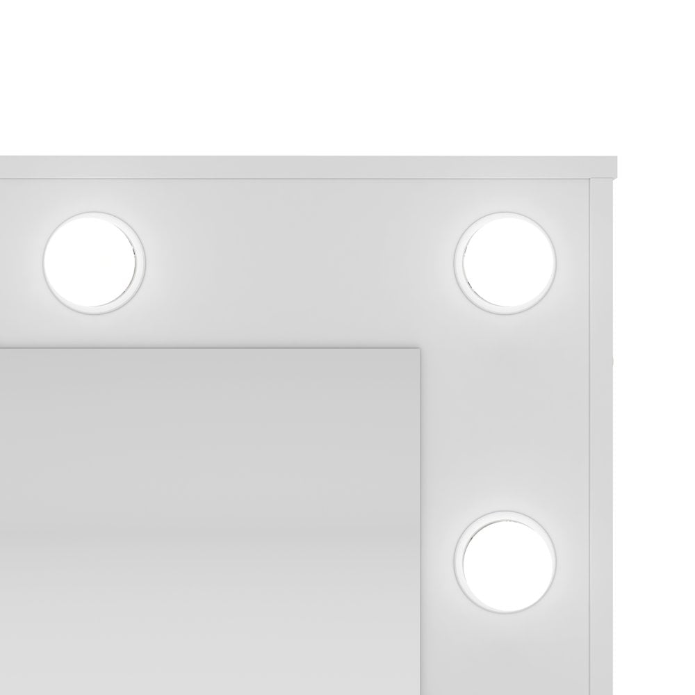 Polifurniture Olivia Modern Makeup Vantiy with Lighted Mirror, White - Image 7