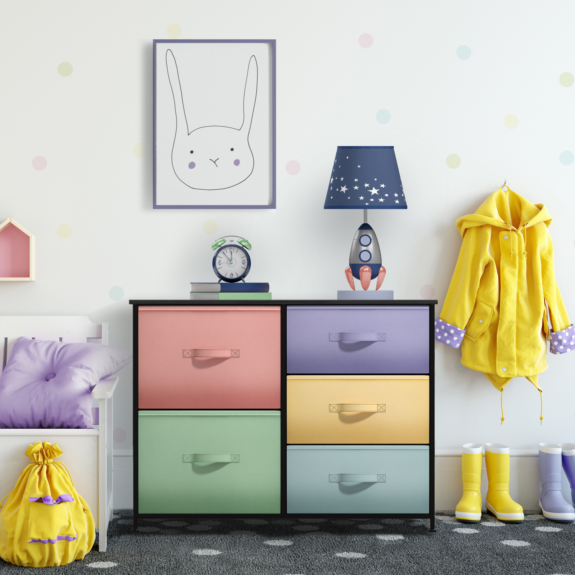 Sorbus Dresser with 5 Drawers -(Pastel/Black) - Image 7