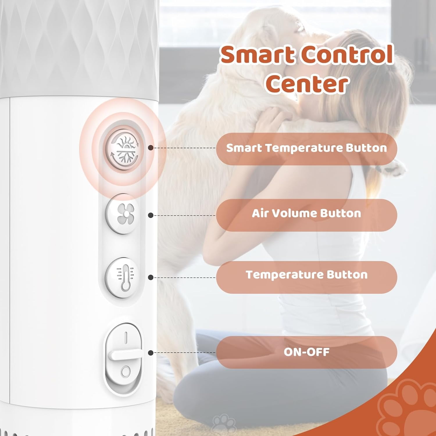 HQinX 5 in 1 Dog Hair Dryer with 4 Heads,Portable Dog Blower Grooming Dryer,High Velocity Blow Dryer for Dogs,Quiet & Smart Temperature Control,for Home & Travel - Image 6