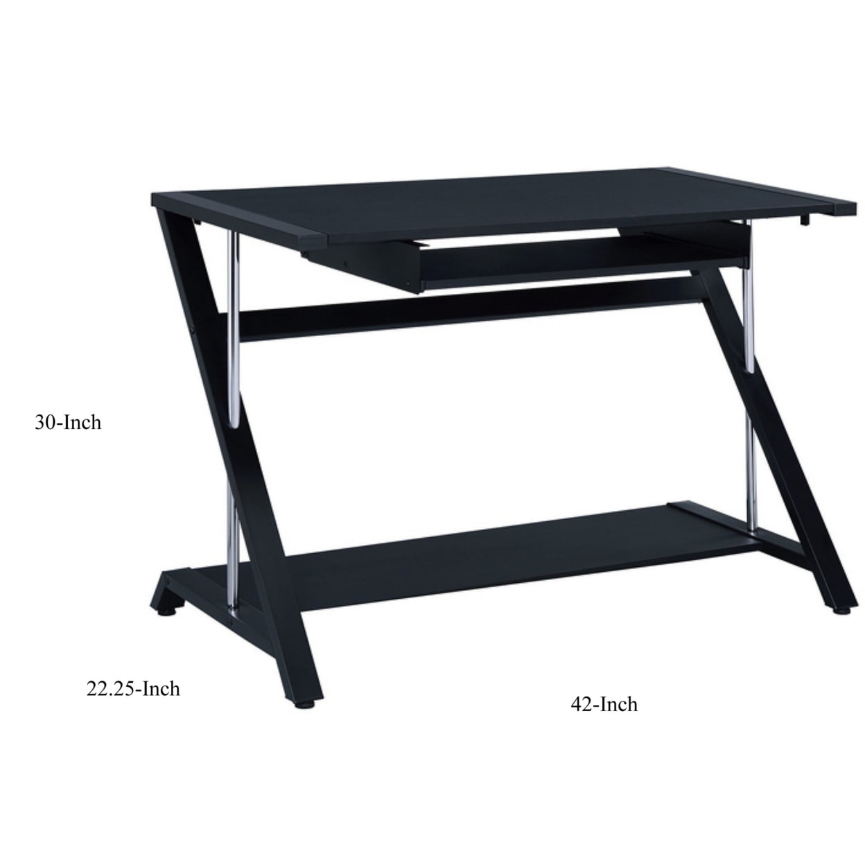 Mallet Computer Desk with Bottom Shelf Black - Image 4