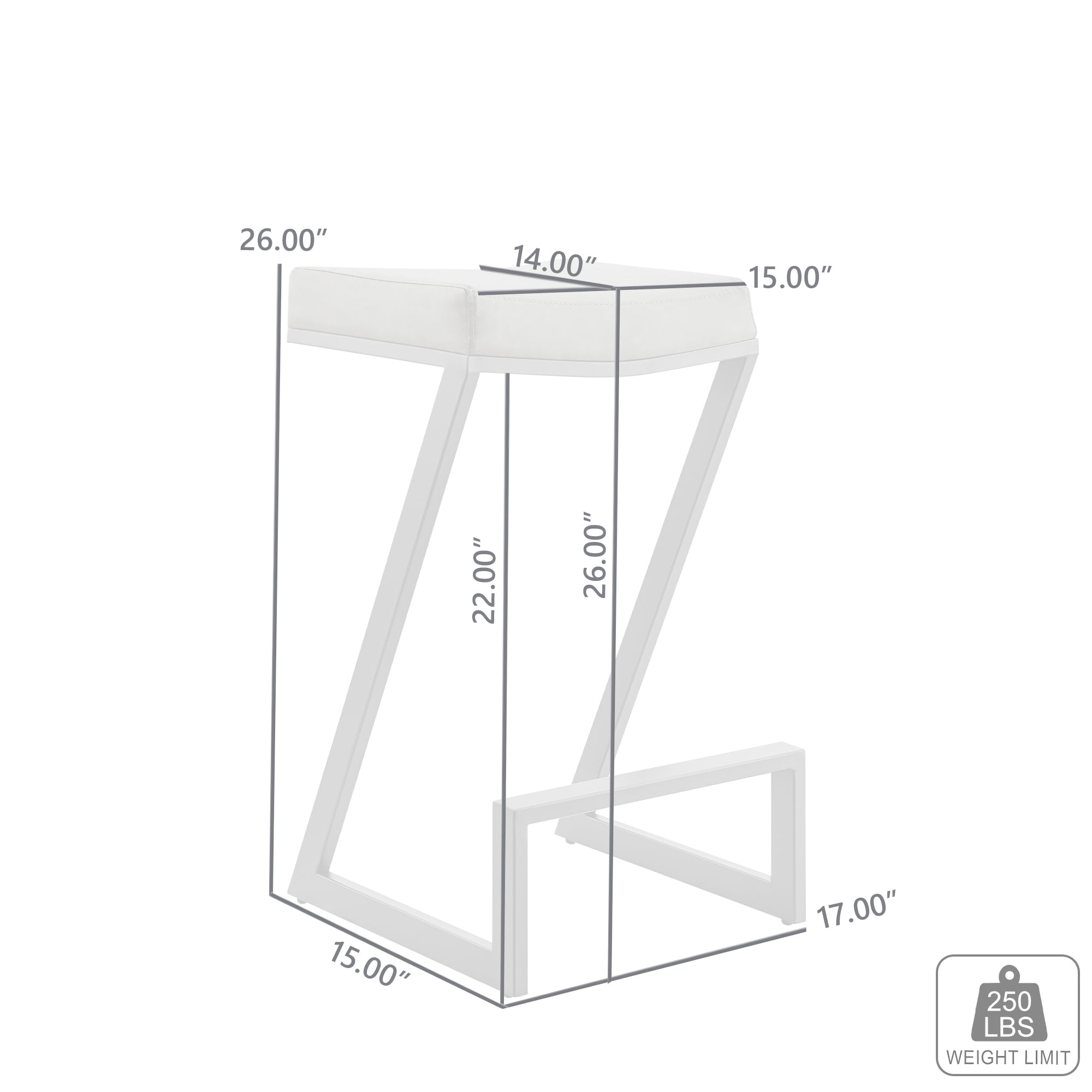 Armen Living Atlantis Backless Barstool, Brushed Stainless Steel Finish with PU Upholstery - Image 6