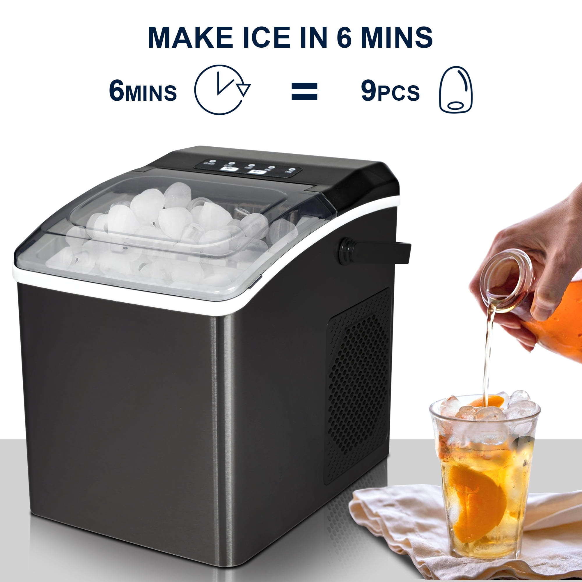 Koolatron KIM26B Compact Countertop Ice Maker with Digital Controls and LED Indicators - Image 3