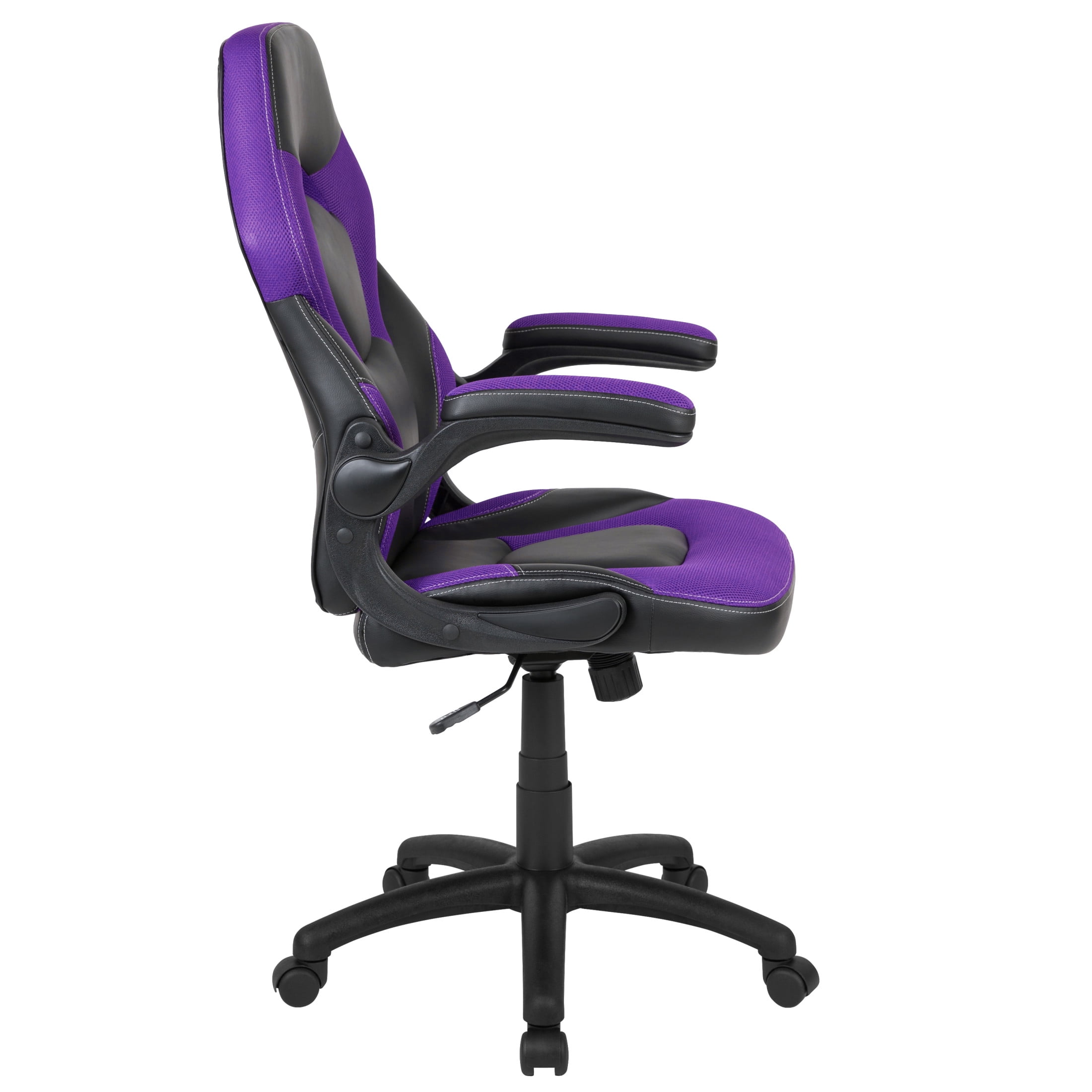 Flash Furniture X10 Gaming Chair, Racing Style Ergonomic Office Chair, Height Adjustable Swivel Computer Chair with Flip-Up Arms, Purple/Black LeatherSoft - Image 3