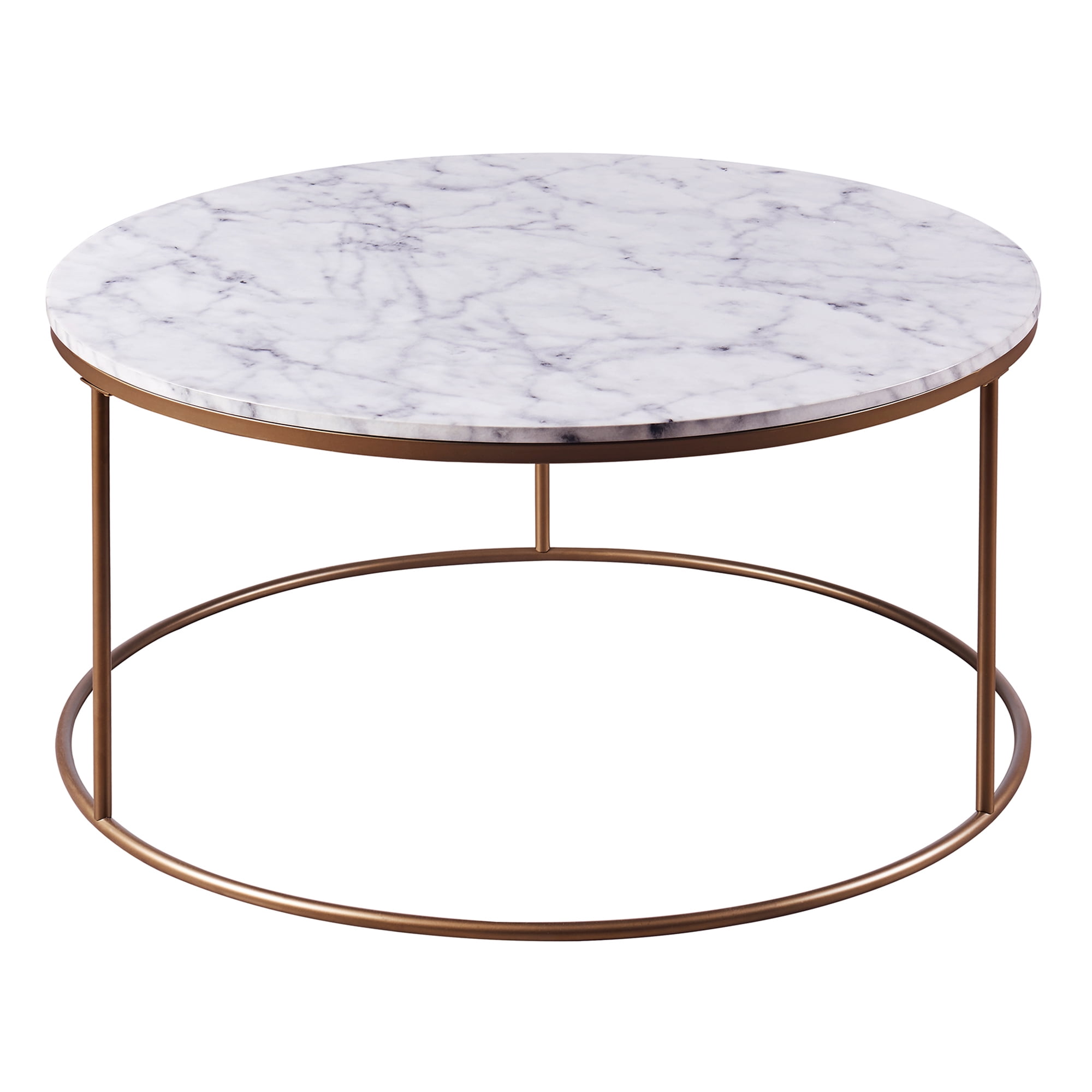 Teamson Home Marmo Modern Marble-Look Round Coffee Table - Image 5