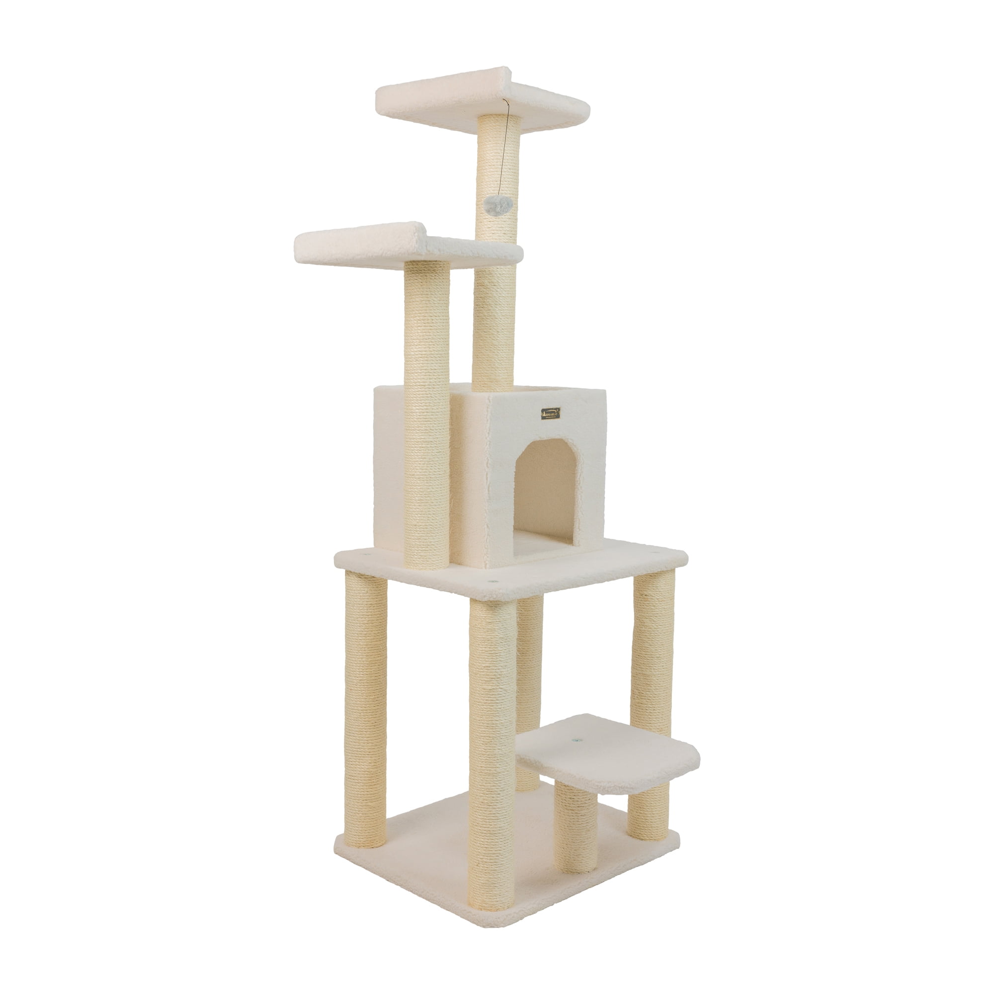 Armarkat 62-in real wood Cat Tree & Condo Scratching Post Tower, Ivory - Image 11