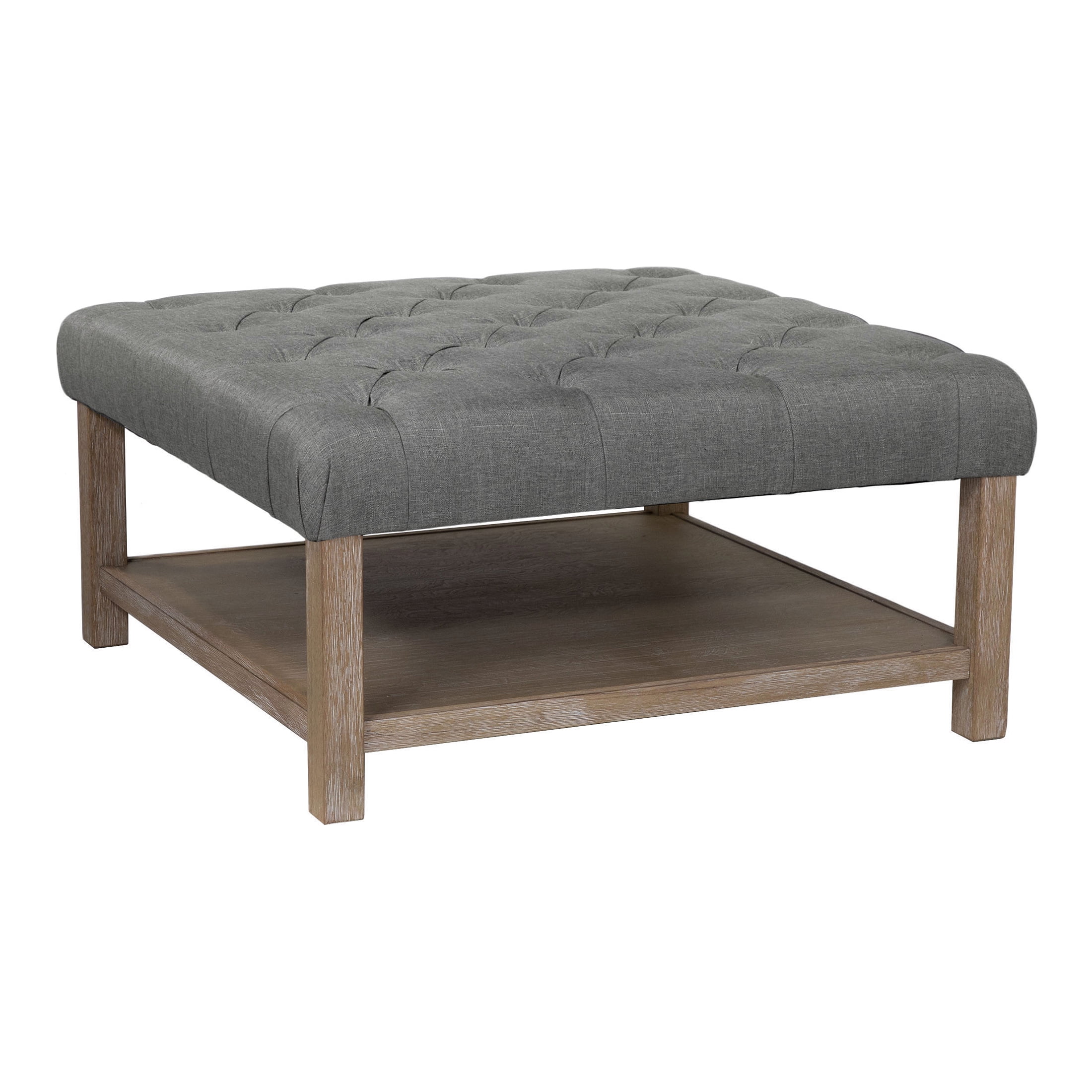 Furniture of America Button Square Coffee Ottoman, Light Gray - Image 5