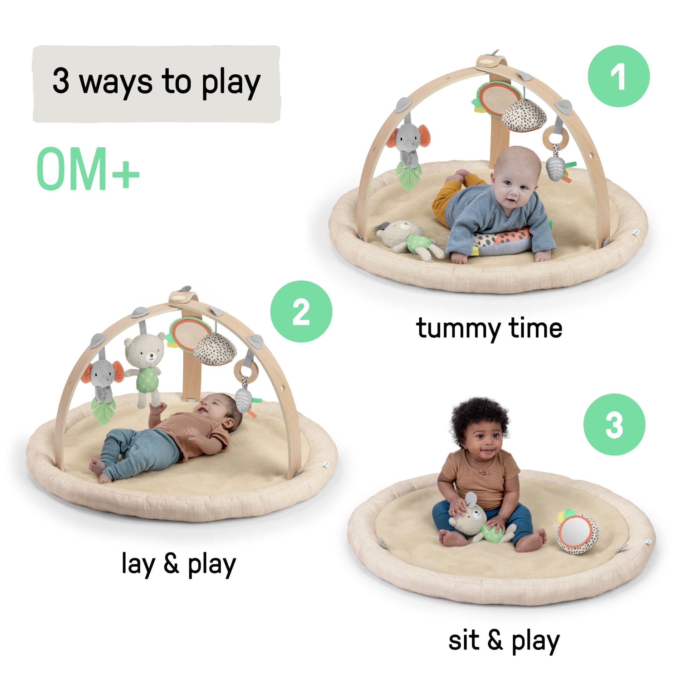Ingenuity Every Season Plush Lambswool Baby Play Gym and Play Mat, 0+ Months - Natural - Image 10