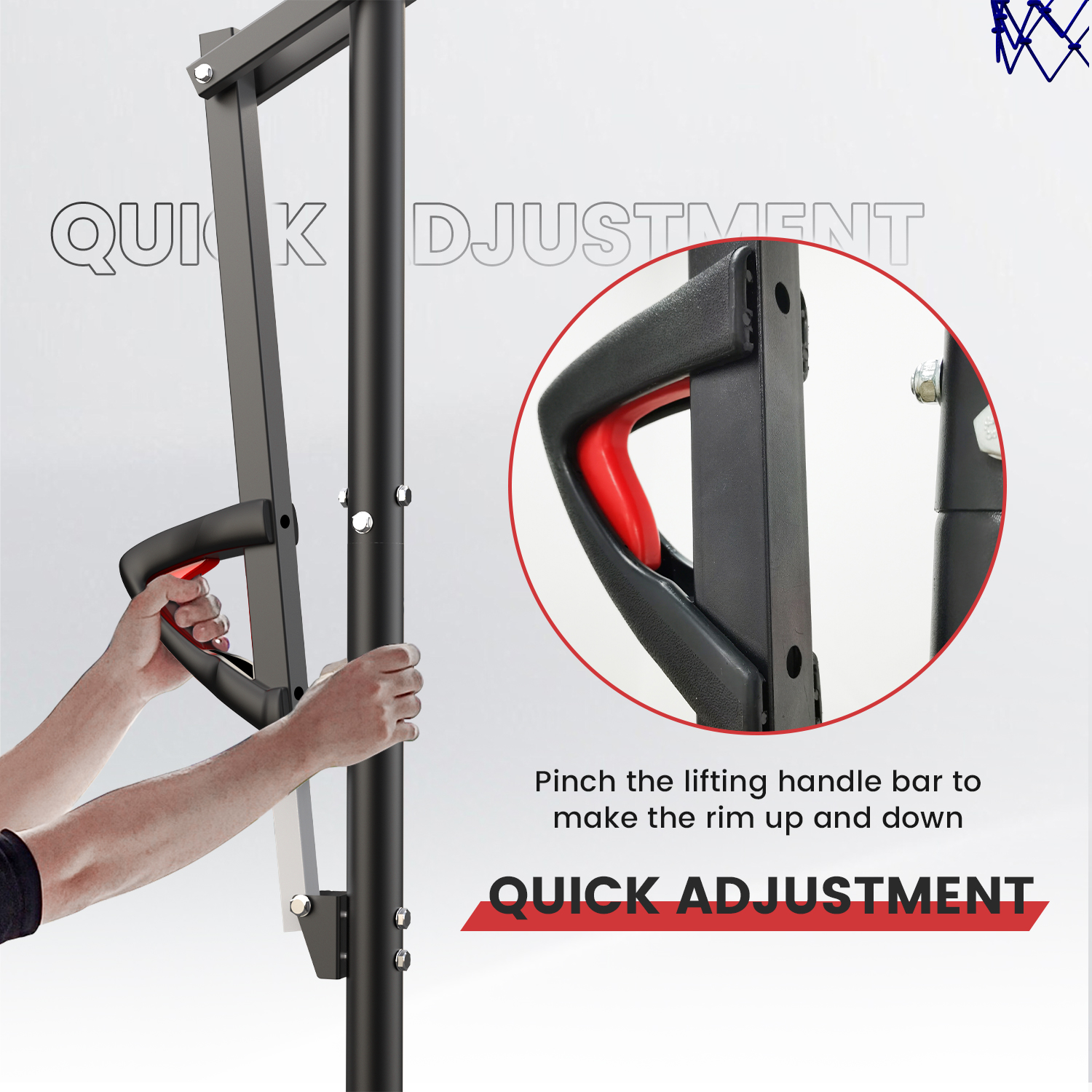 NEDYO Portable Basketball Hoop Goal System Outdoor Court 8.5ft Adjustable, HDPE Backboard Material - Image 3