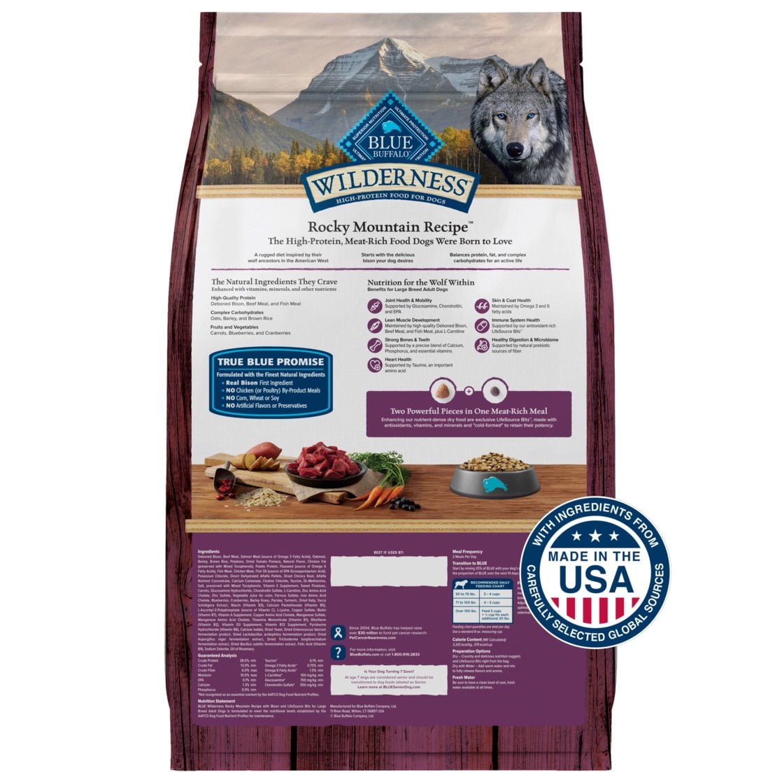Blue Buffalo Wilderness Natural High-Protein Dry Food for Large Breed Dogs, Bison, 28-lb bag. - Image 8