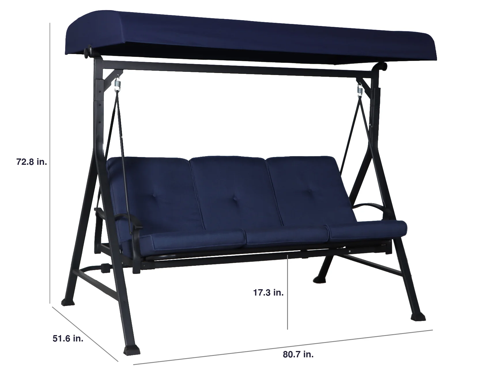Mainstays Belden Park 3 Person Freestanding Daybed Outdoor Steel Porch Swing with Canopy - Blue - Image 5