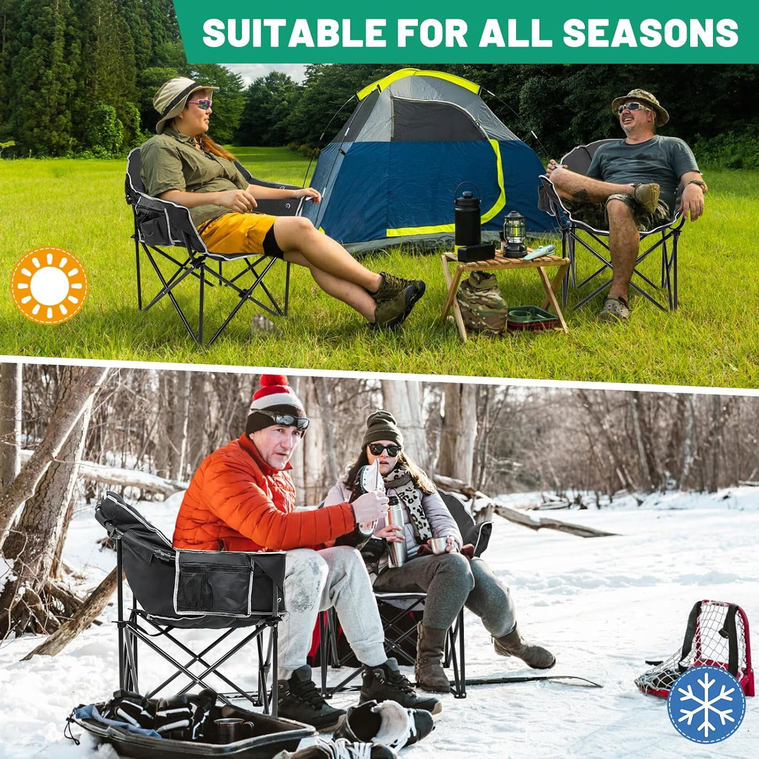 Slsy Heated Camping Chair Oversized, XL Heated Chair Outdoor Sports, 3 Heating Levels Adjustable Camping Chairs for Adults with Storage Bag, Folding Outdoor Chair - Image 6